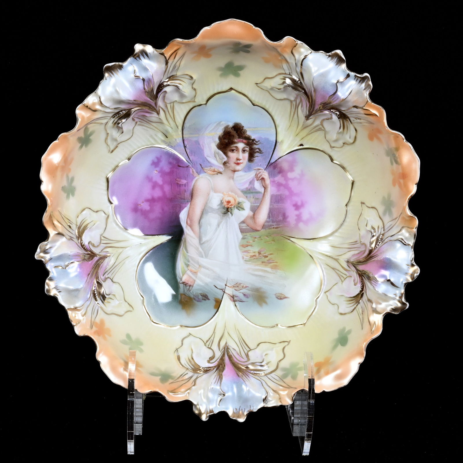 Bowl Marked R.S. Prussia, Iris Mold, Fall Season Portrait Decor (1 of 2)