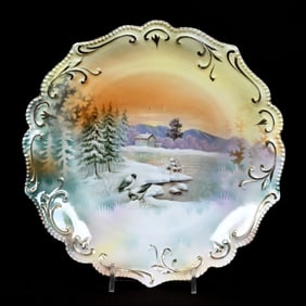 Plate Marked R.S. Prussia, Snowbird Scenic Decor