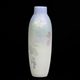 Vase Marked Weller Art Pottery, Hudson, Blue Shading To Green and Cream Tones