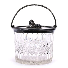 Biscuit Jar, Pattern Glass, Star Diamon And Miter Motif, Ray Cut Base