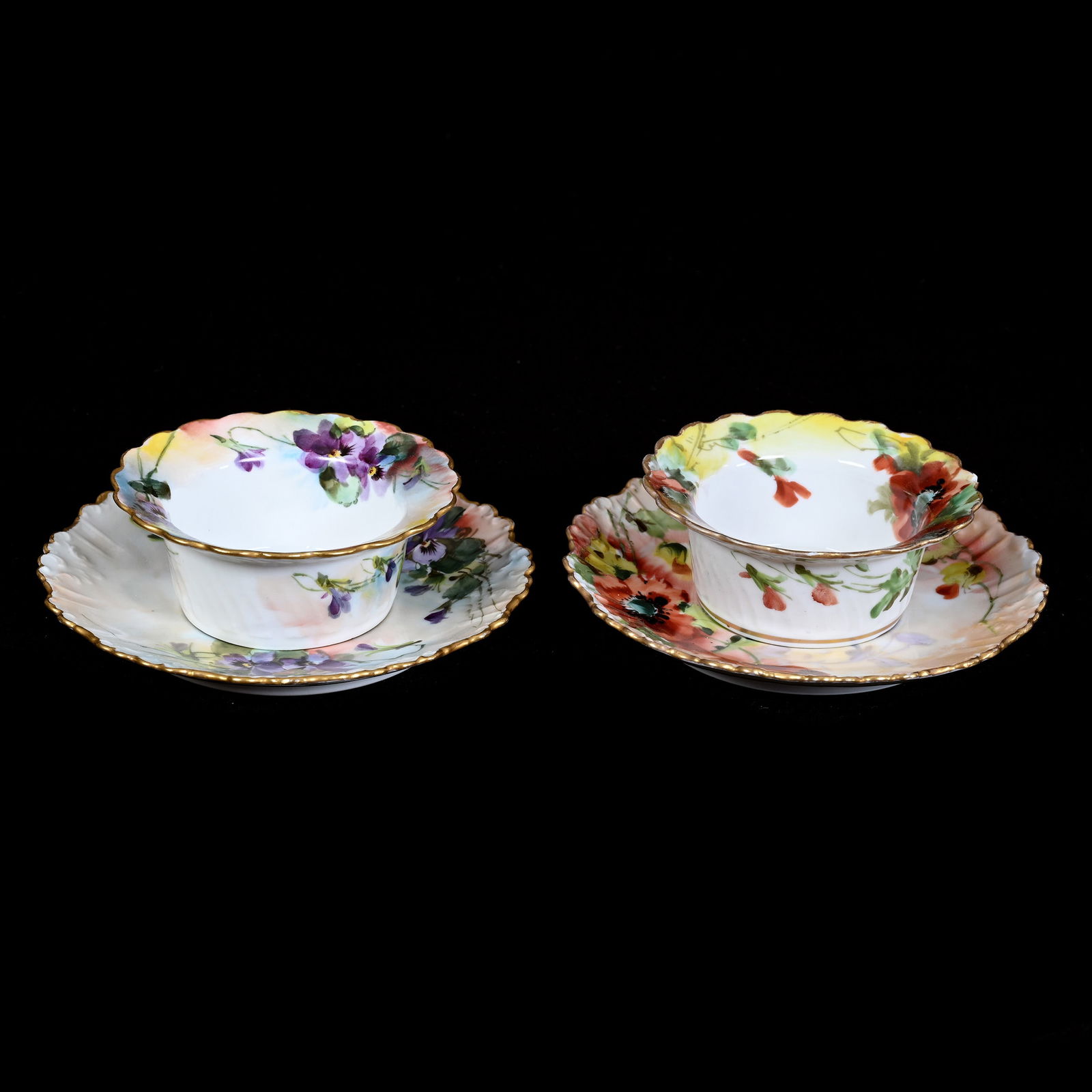Pair Ramekins With Underplates Marked Limoges (1 of 3)