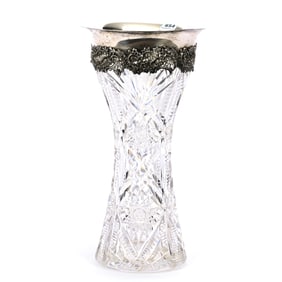 Corset Vase, ABCG, Sterling Silver Rim Marked Mauser #117X58