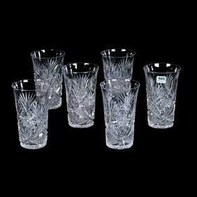 (6) Iced Tea Glasses, ABCG, Signed Libbey Corinthian Pattern