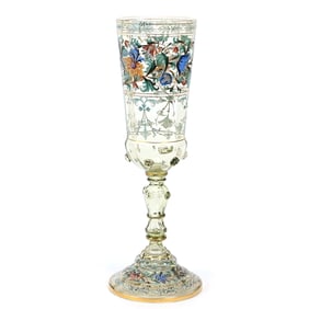 Chalice, Light Vaseline Bohemian Art Glass, Possibly Lobmeyr