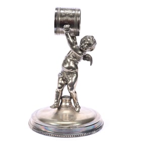 Figural Napkin Ring, Cherub, No Visible Maker's Mark, #1867 Silverplate