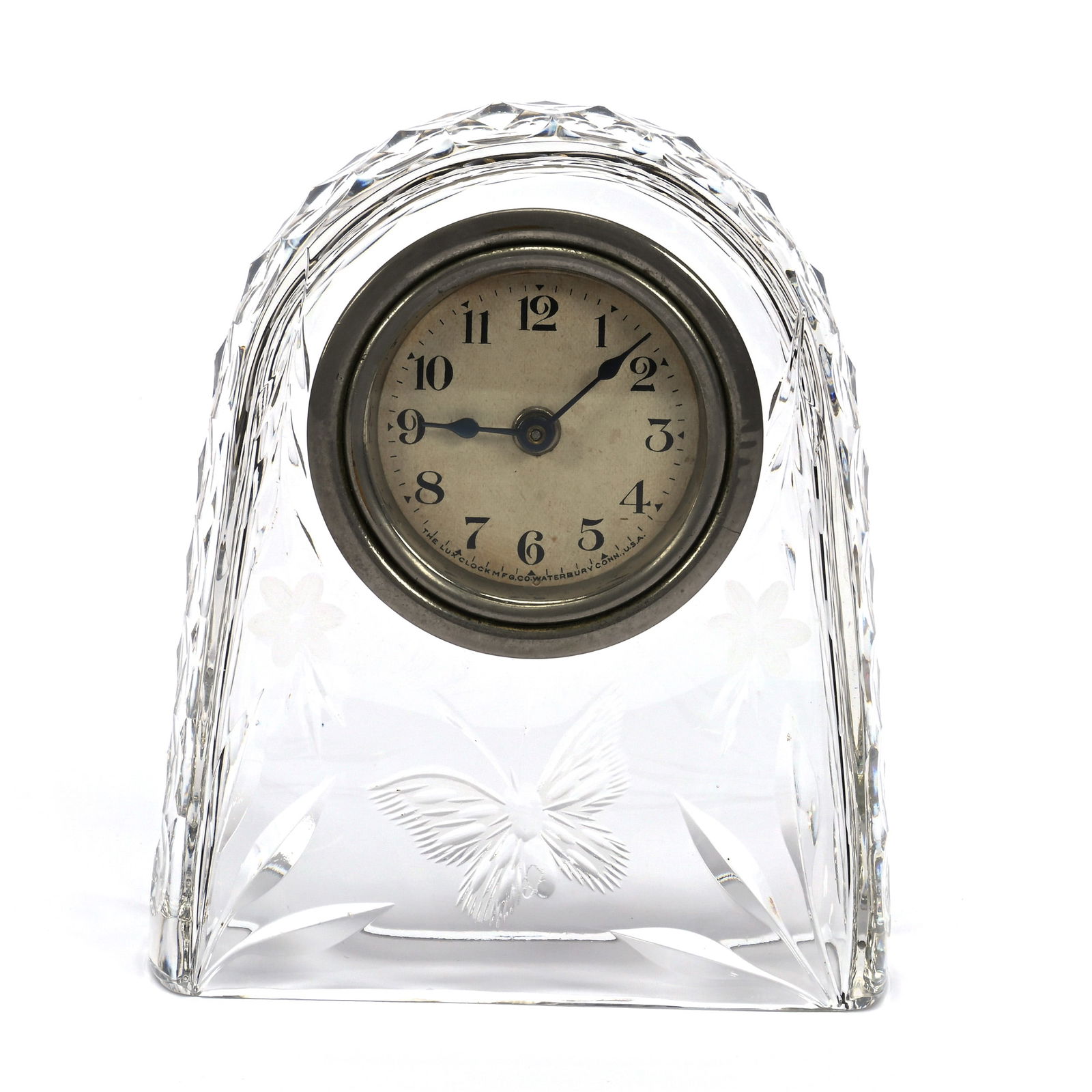 Desk Clock, ABCG, Arbutus Pattern By Pairpoint, Original Waterbury Clock Works (1 of 3)