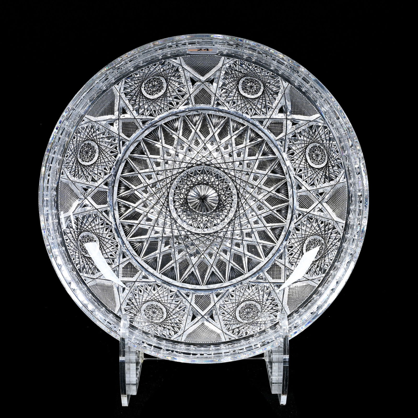 Bowl, ABCG, Flashed Hobstar With Hobstar, Strawberry Diamond Highlights, Well Cut Border (1 of 4)