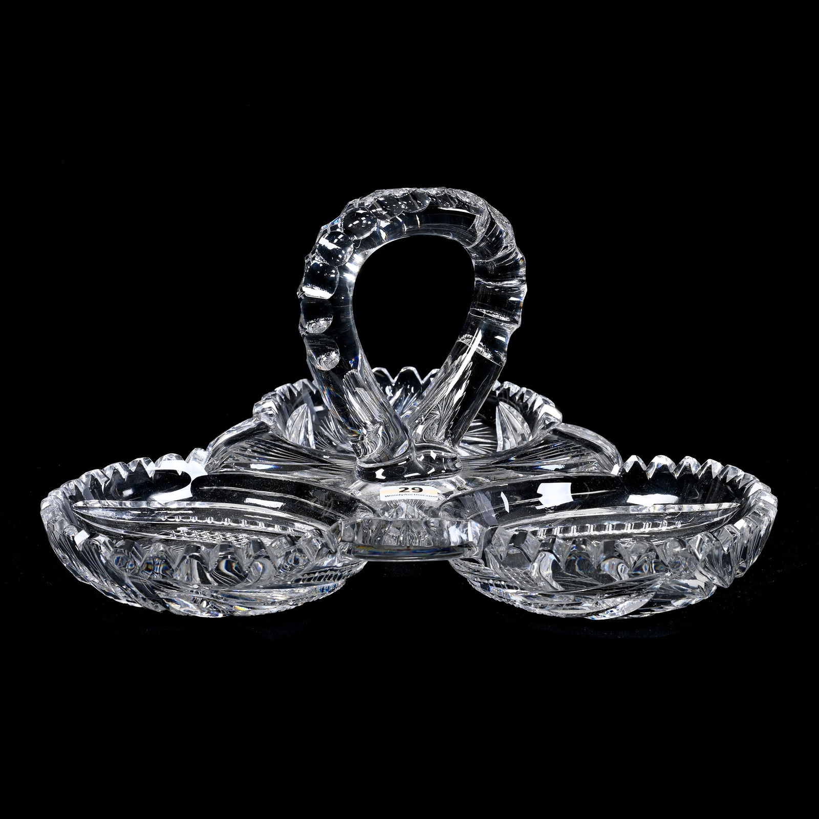 Handled Serving Dish, Three Sections, ABCG, Pinwheel, Nailhead Diamond, Strawberry Diamond & Prism (1 of 3)