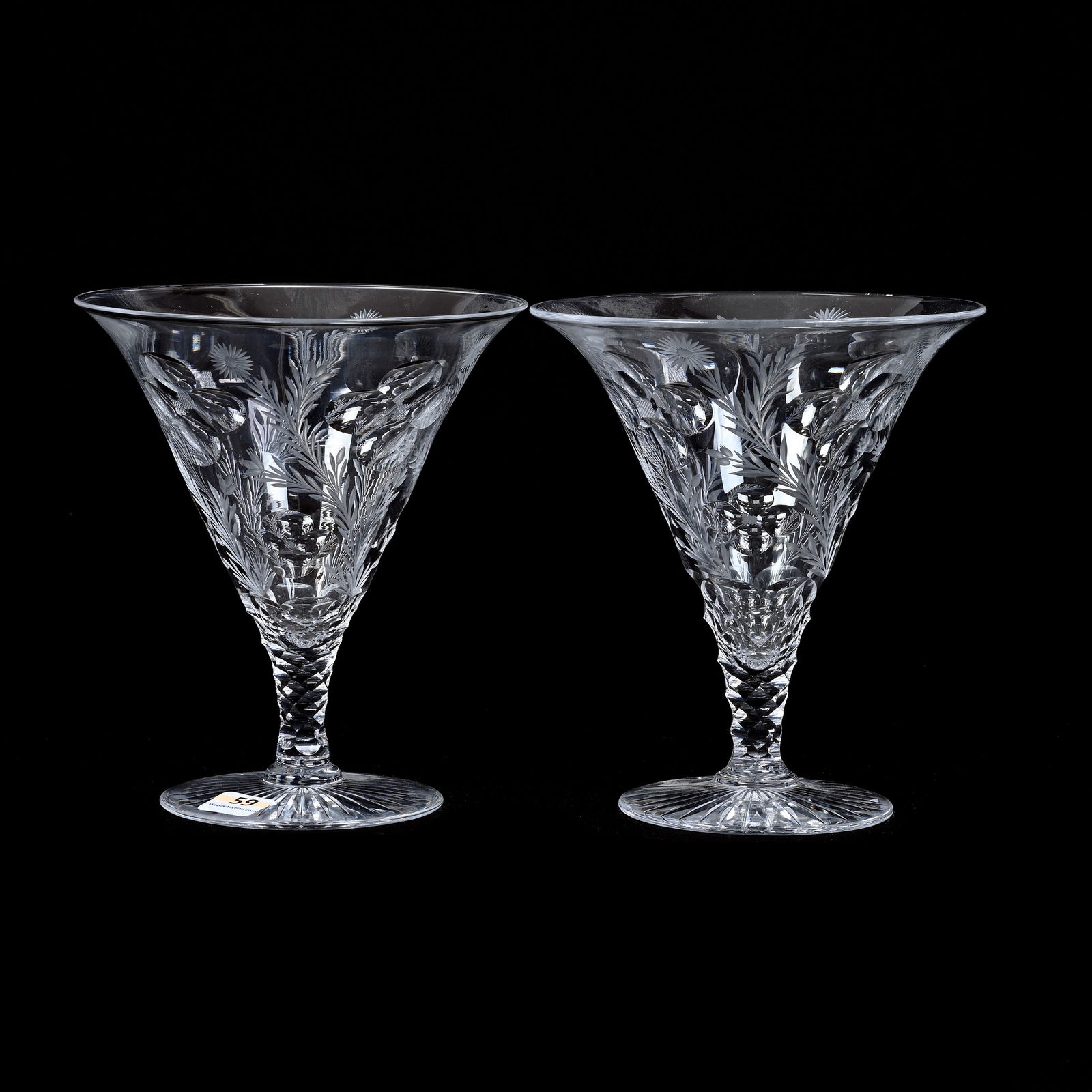 Pair Tazza Vases, ABCG, Smilax Pattern By Pairpoint (1 of 3)