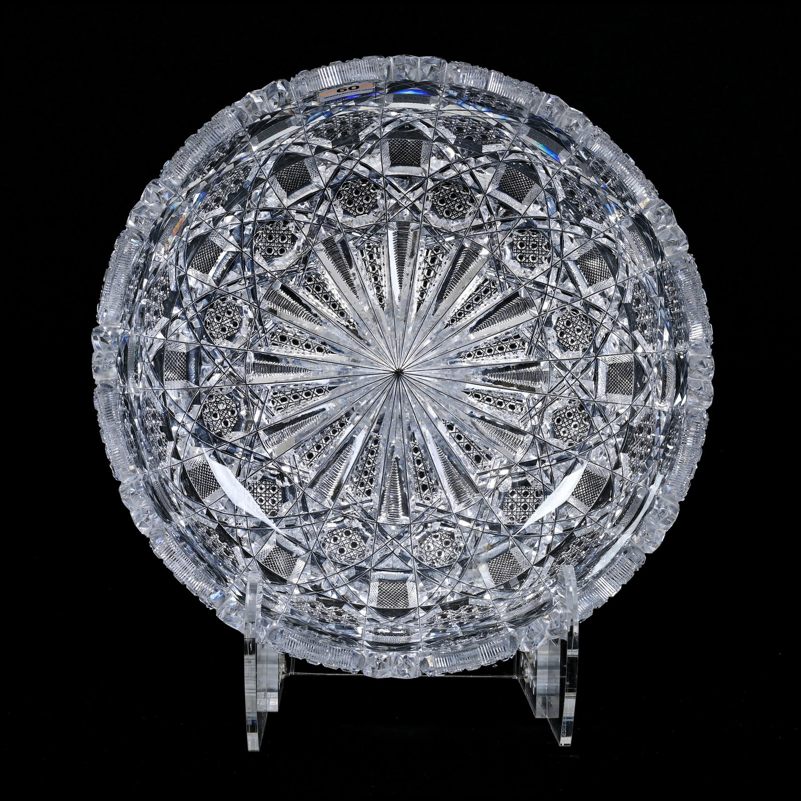 Bowl, ABCG, Fully Cut Cane, Strawberry Diamond And Prism Motif, Quality Blank: Bowl, American Brilliant Cut Glass, Fully Cut Cane, Strawberry Diamond And Prism Motif, Quality Blank, 4.5" x 9.75", Collection Of David Fuchshuber, Texas.
