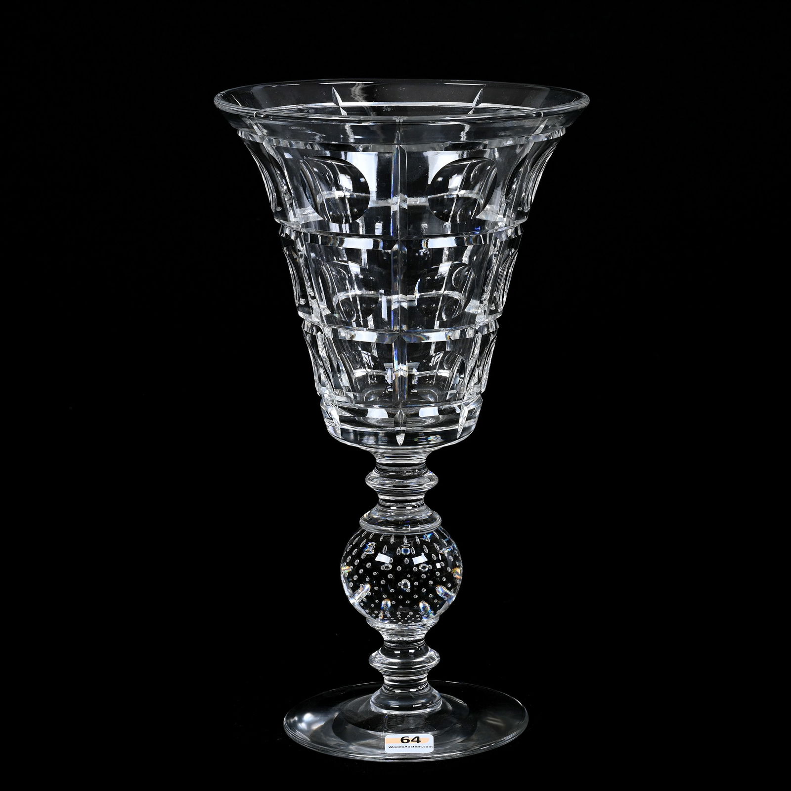 Pedestal Chalice Vase, ABCG, Lattice & Bullseye Design By Pairpoint (1 of 2)
