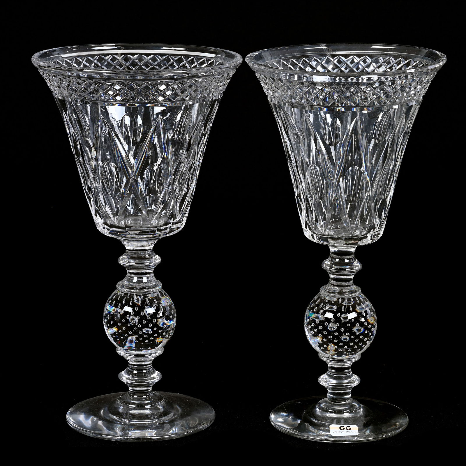 Pair Pedestal Chalice Vases, ABCG, Adelaide Pattern By Pairpoint (1 of 2)