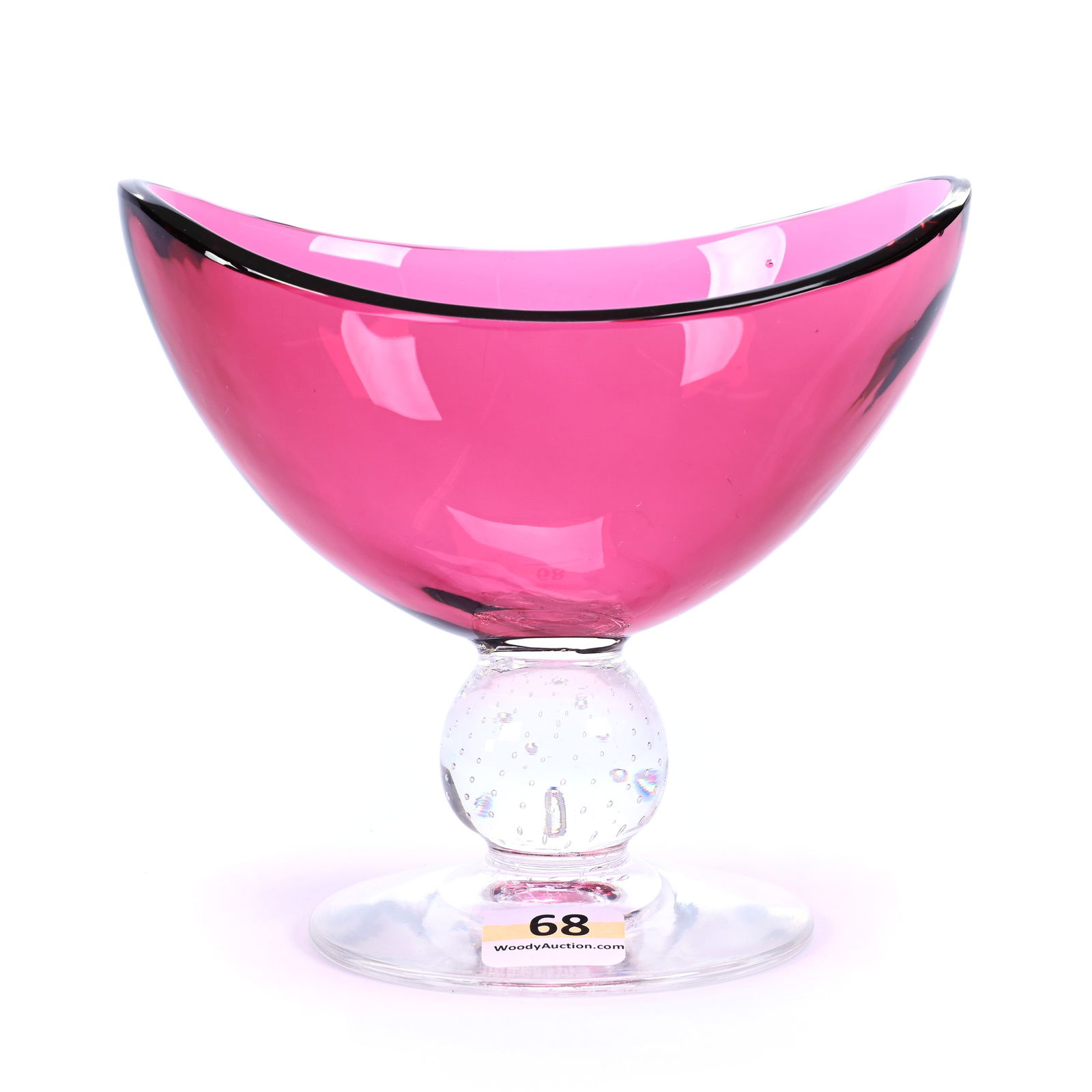 Pedestal Master Salt, ABCG, Cased Cranberry By Pairpoint, Controlled Bubble Stem (1 of 2)