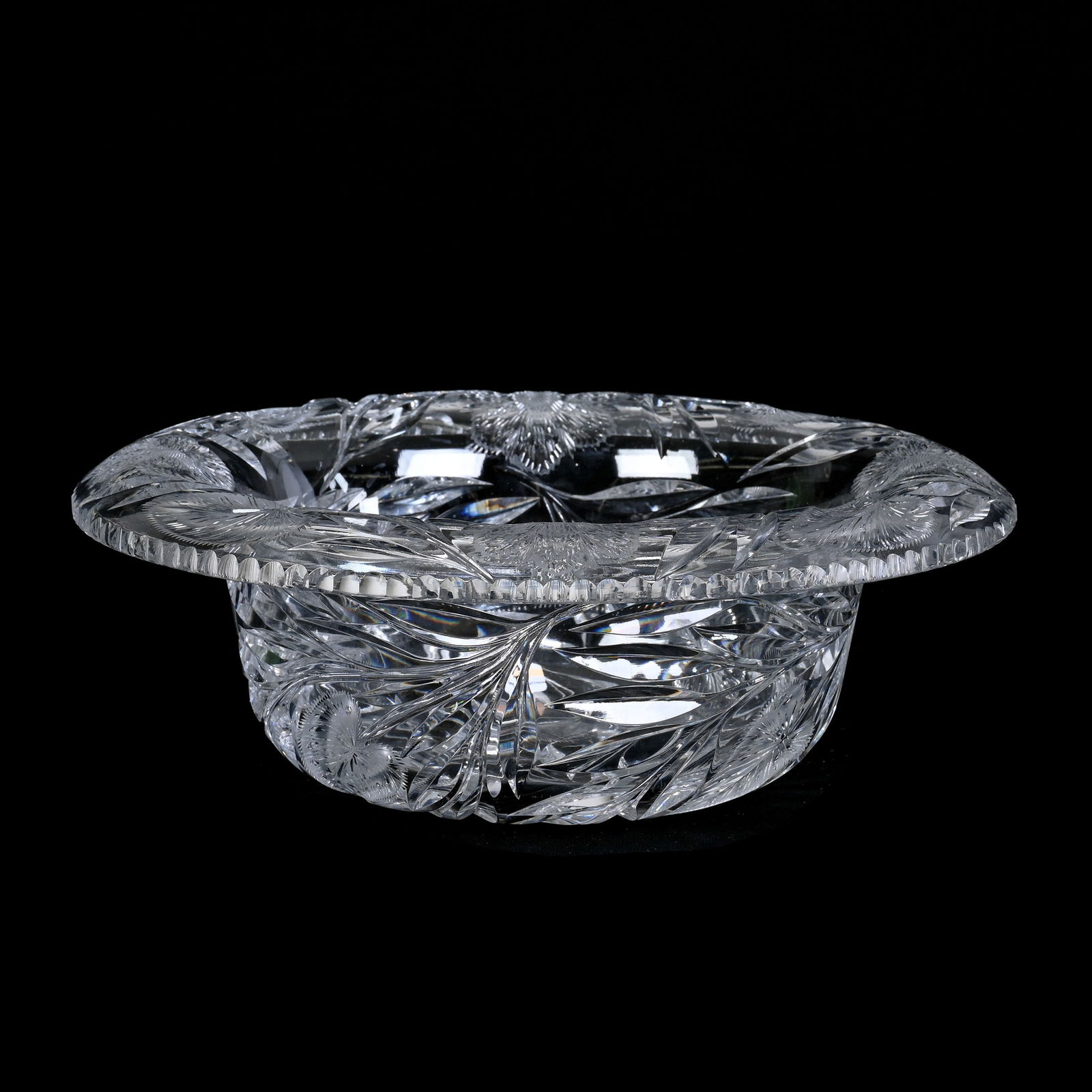 Bishop's Hat Shape Bowl, ABCG, Engraved Floral & Flashed Leaf Design, Attributed To Pairpoint (1 of 3)
