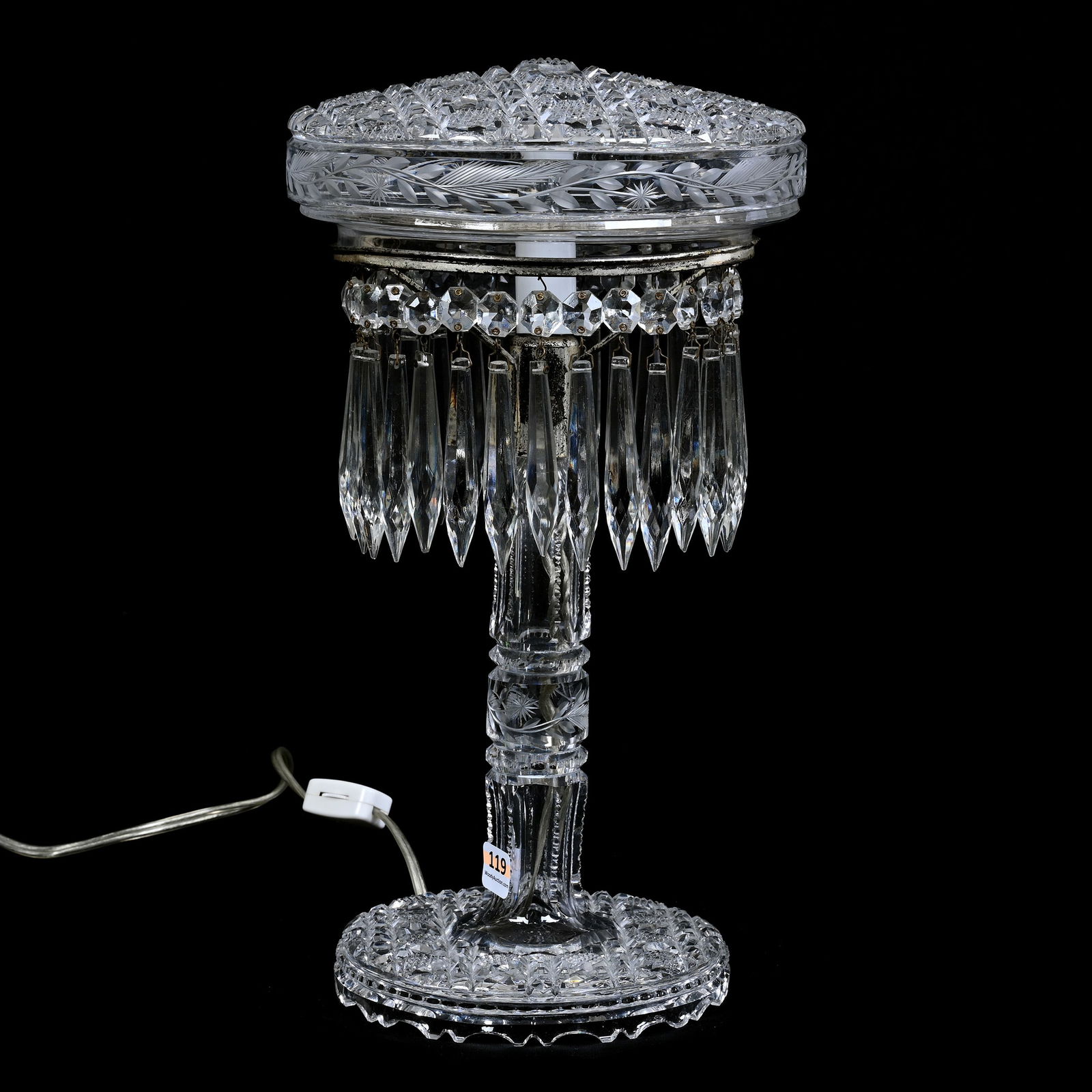 Boudoir Lamp, ABCG, Well Cut Nailhead Diamond Buttons With Miter Cut Lattice Design (1 of 3)