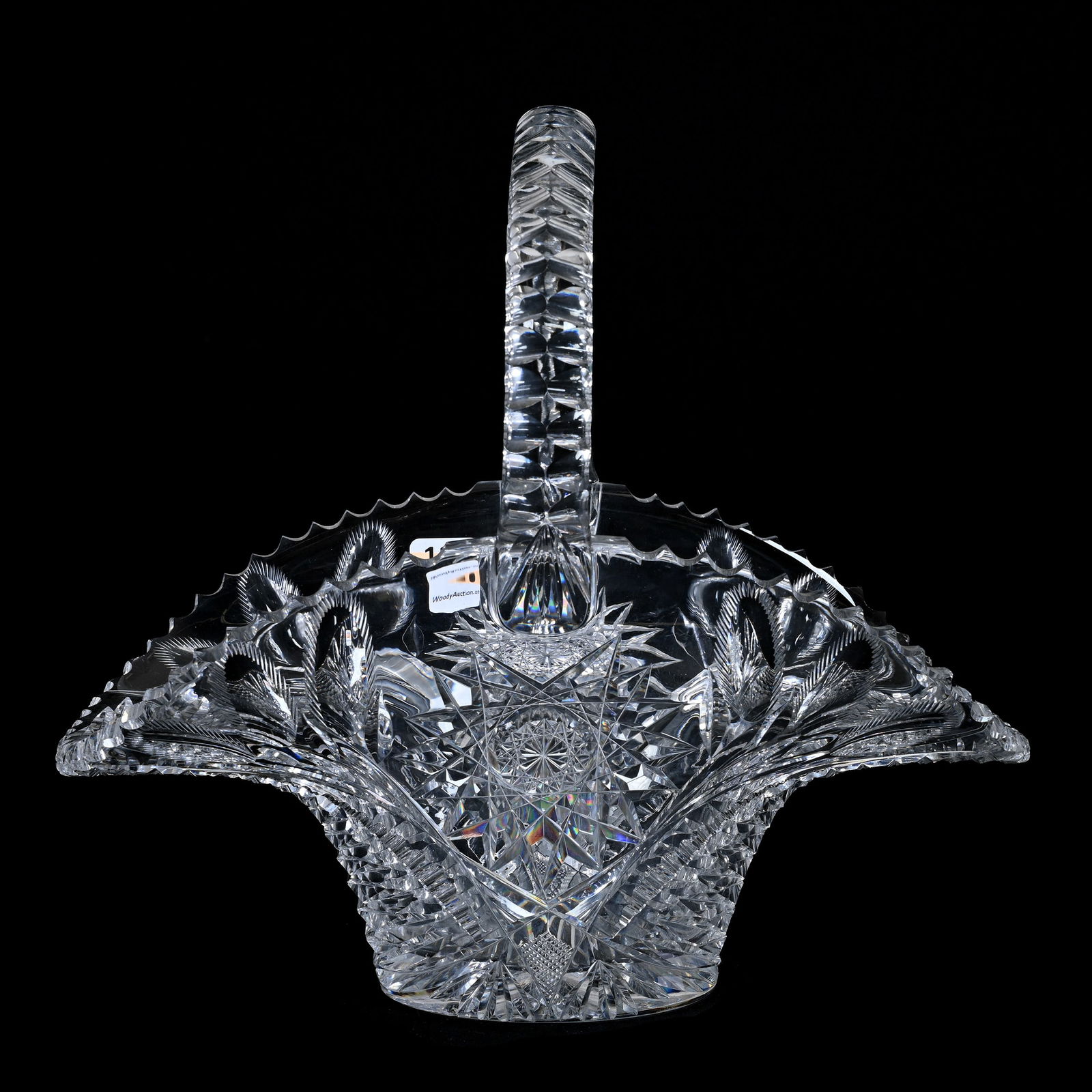 Basket, ABCG, Cactus Pattern By Pairpoint, Double Notched Handle, Ray Cut Base (1 of 6)