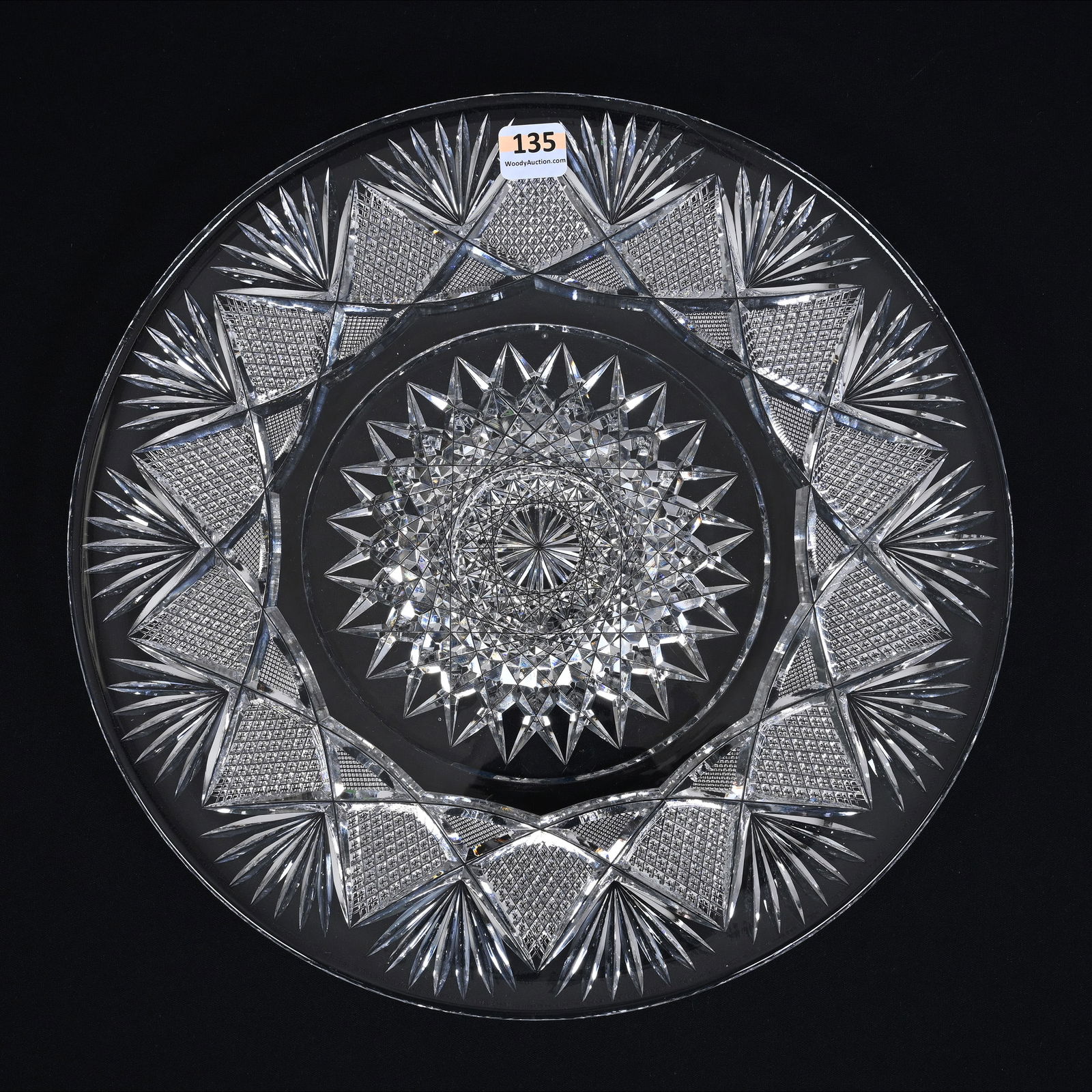 Round Tray, ABCG, Hobstar Center With Strawberry Diamond, Crosscut Diamond & Fan Border (1 of 2)