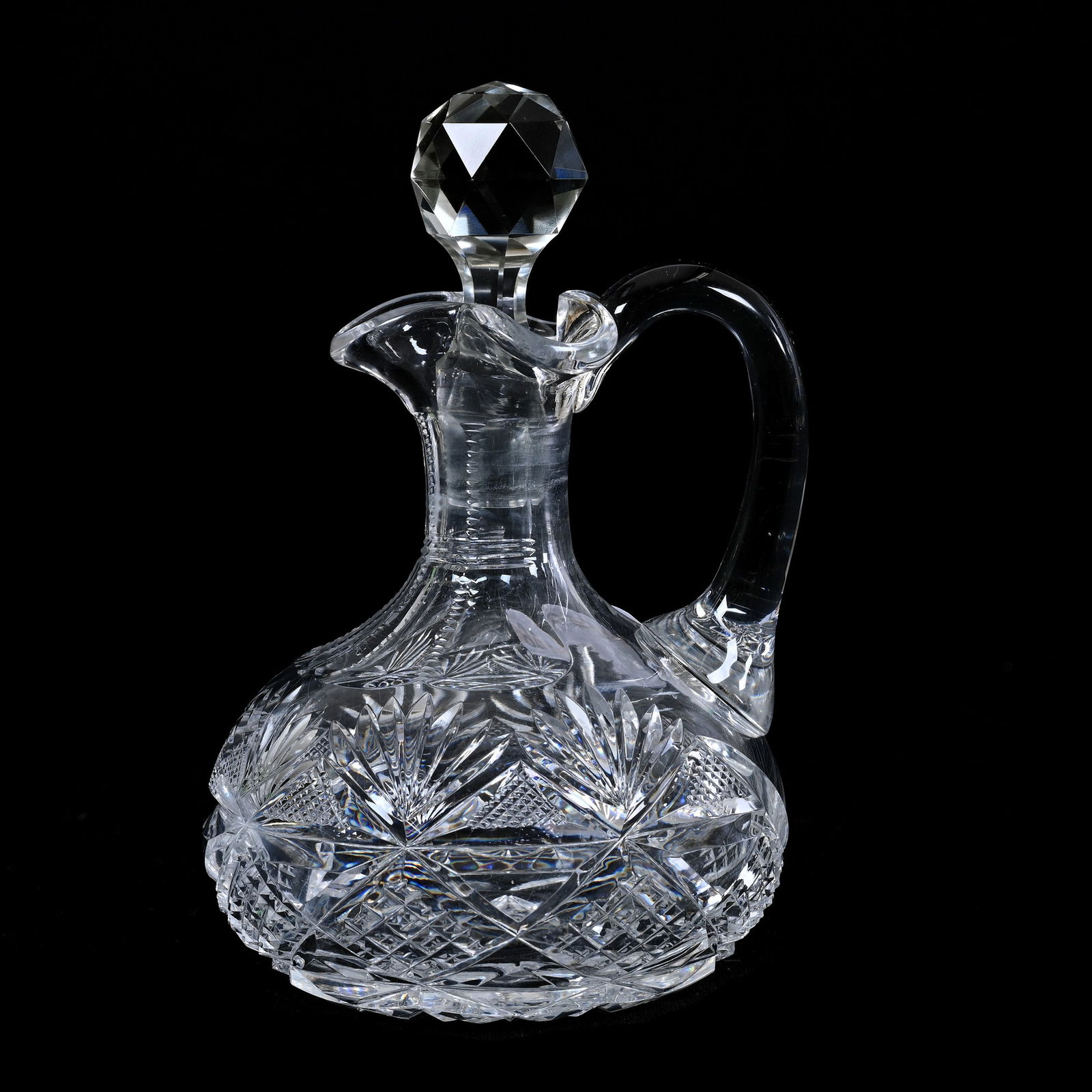 Cruet Bottle, ABCG, Crosscut Diamond & Strawberry Diamond With Fan, Hobstar Base (1 of 3)