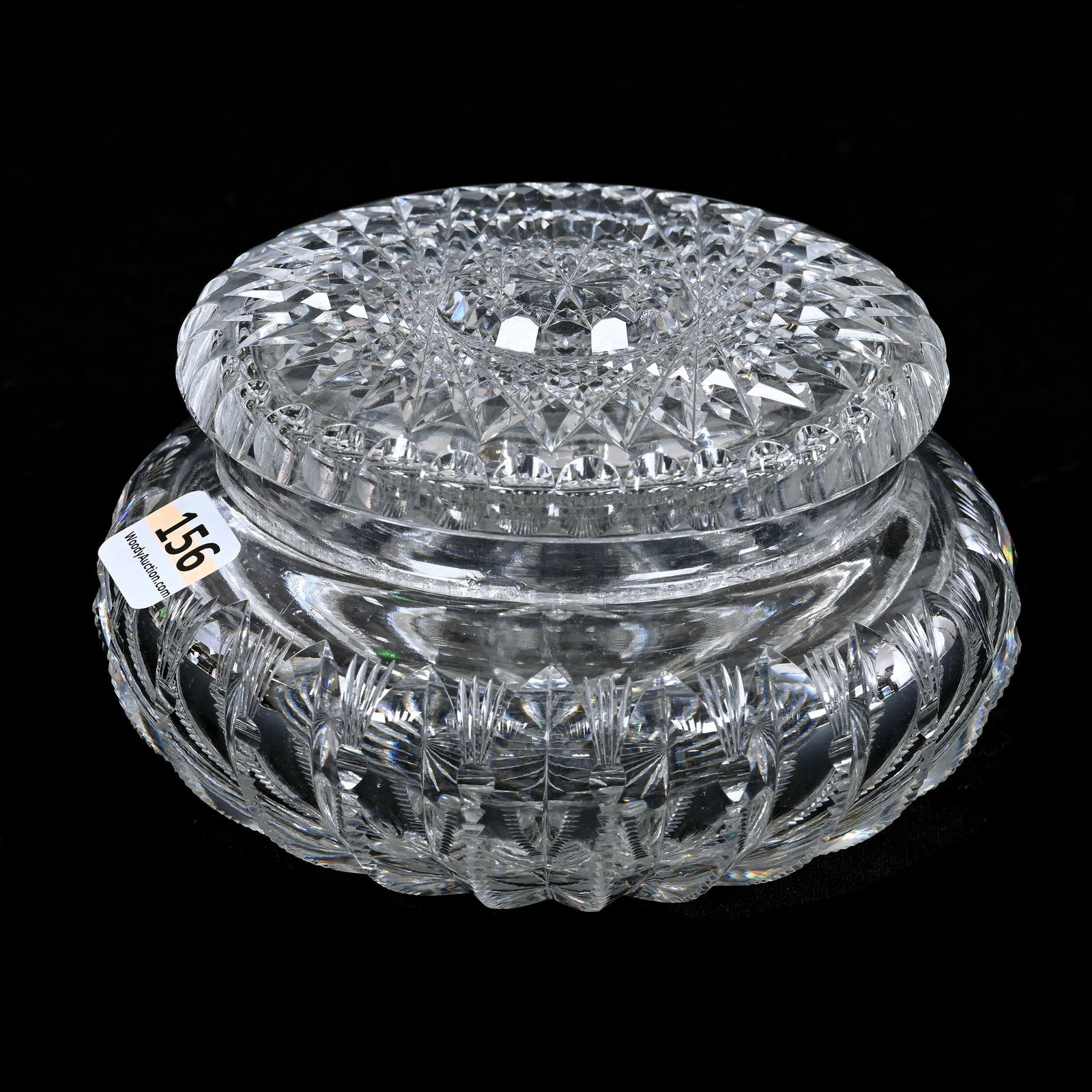 Covered Powder Box, ABCG, Hobstar Cut Lid, Prism Cut Body, Ray Cut Base (1 of 4)