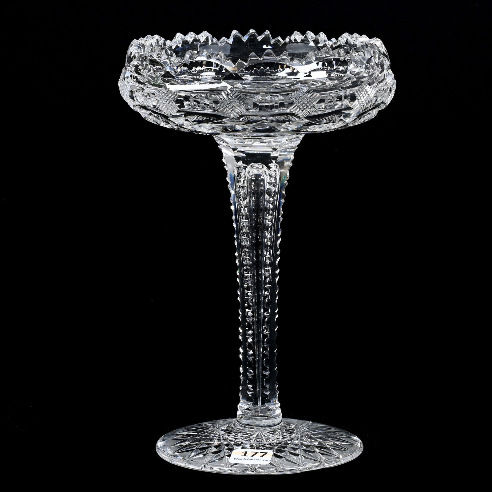 Compote, ABCG, Punty, Crosshatch And Miter Motif, Notched Stem, Hobstar Foot (1 of 2)