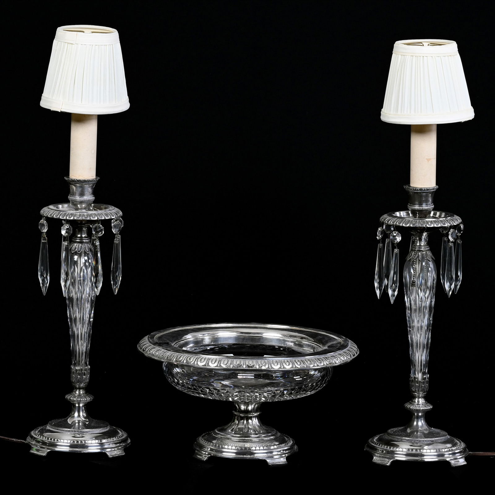 Three Piece Console Set, ABCG, Marked Pairpoint, Brilliant Pattern (1 of 4)