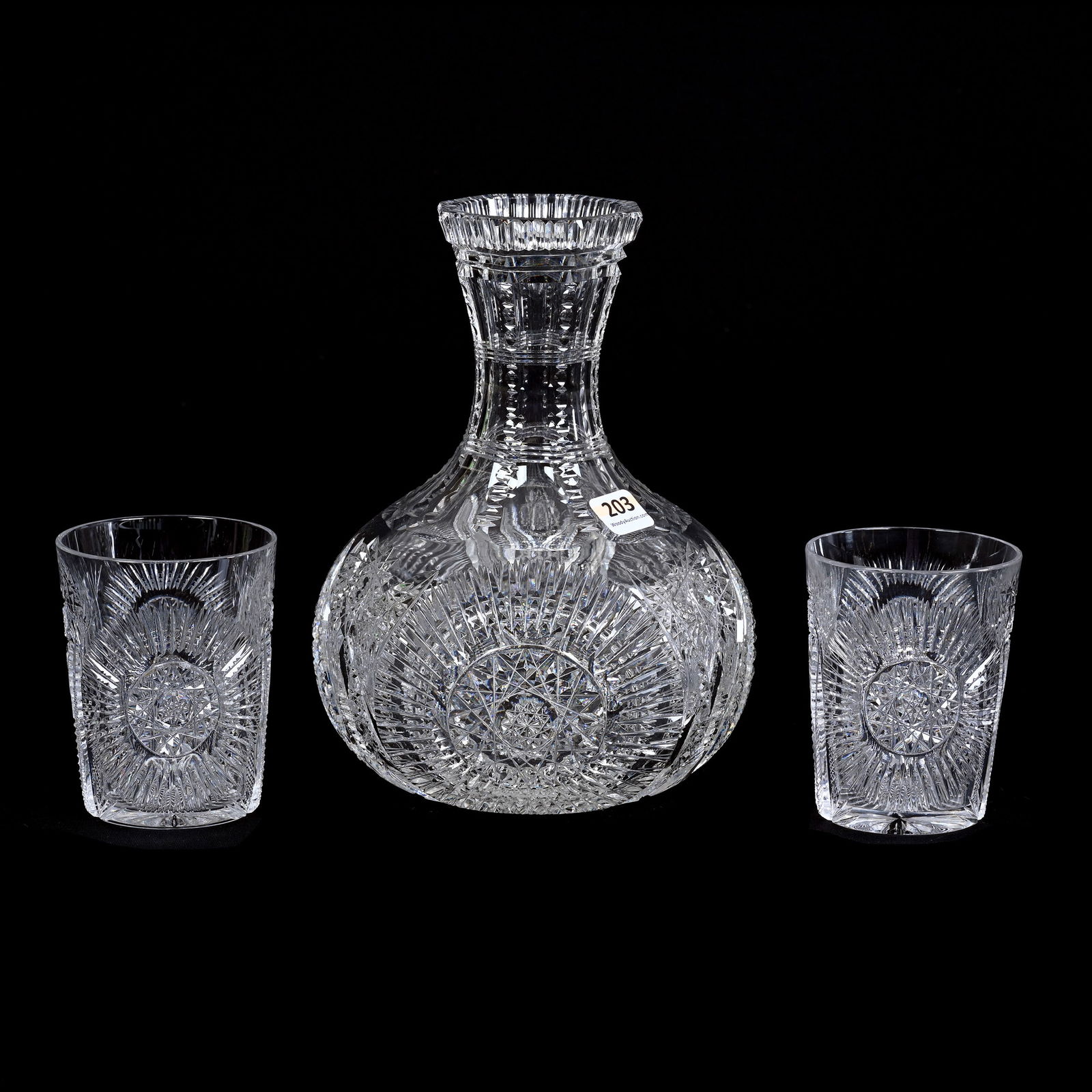 Carafe And Tumbler Set, ABCG, Large Flashed Hobstar, Vesica, Cane, Hobstar, And Fan Highlights (1 of 3)