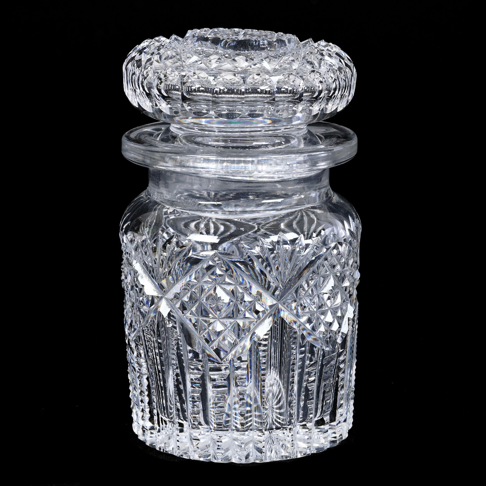 Cigarette Humidor, ABCG Square Hobstar With Prism And Fan Highlights, Hobstar Cut Lid, Ray Cut Base. (1 of 4)