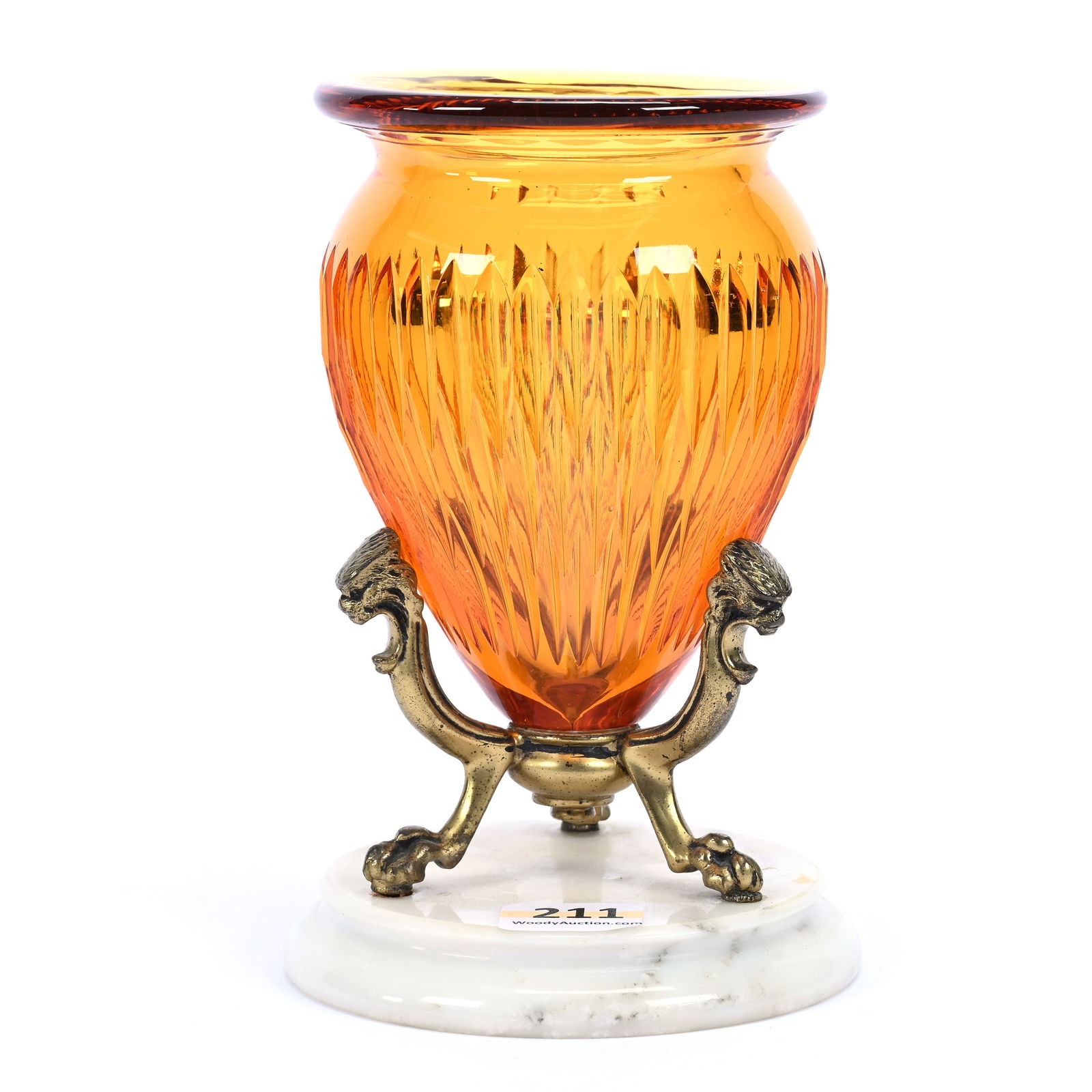 Vase, ABCG, Solid Amber, Brilliant Pattern By Pairpoint (1 of 2)