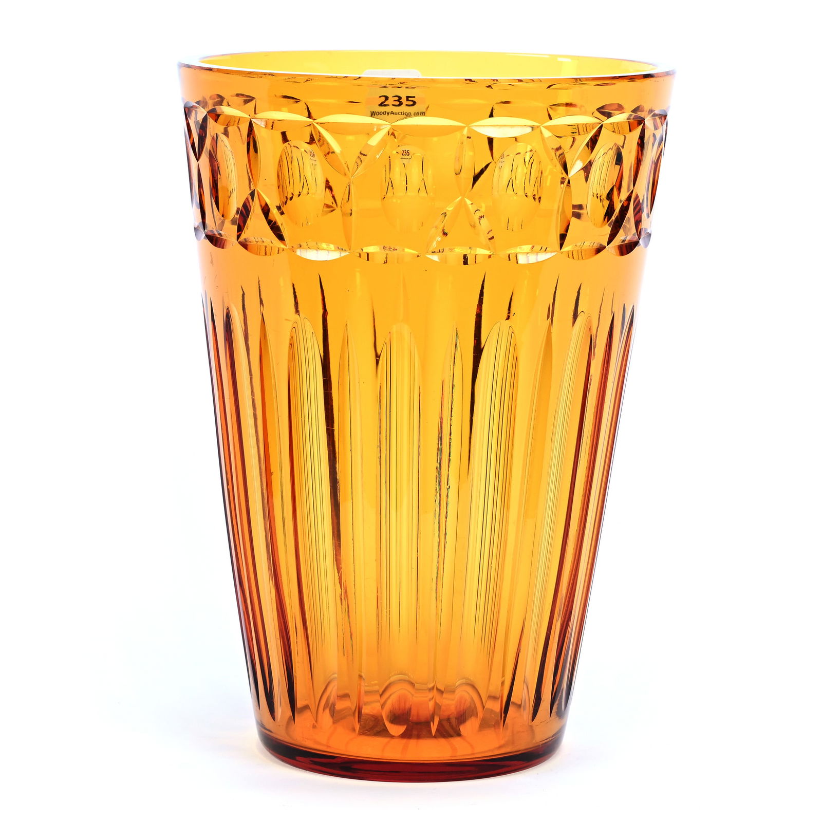 Vase, ABCG, Annette Pattern By Pairpoint, Solid Golden Amber Body (1 of 2)