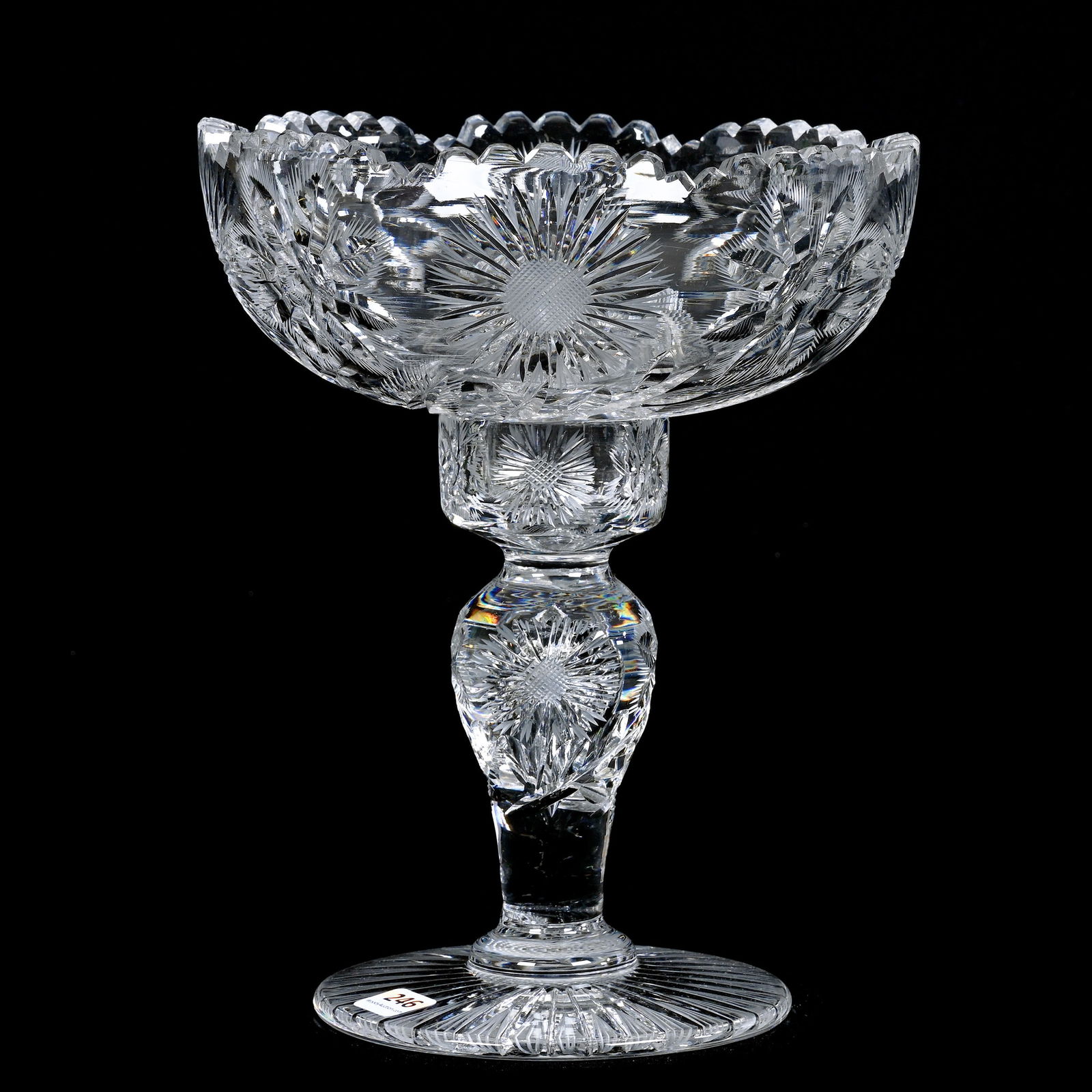 Compote, Two Part, ABCG, Engraved Two Floral Design With Pattern Matched Base (1 of 4)