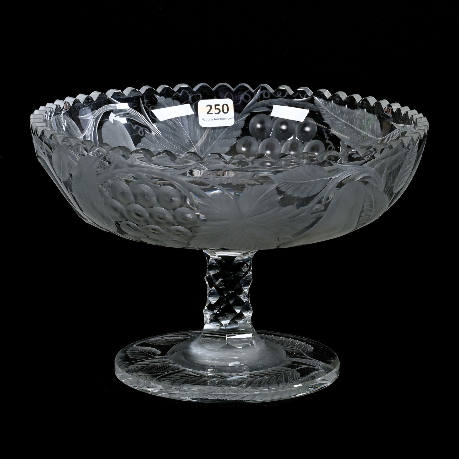 Compote, ABCG, Finely Engraved Four Fruit Design, Features Pear, Peach, Grapes, And Apple (1 of 3)
