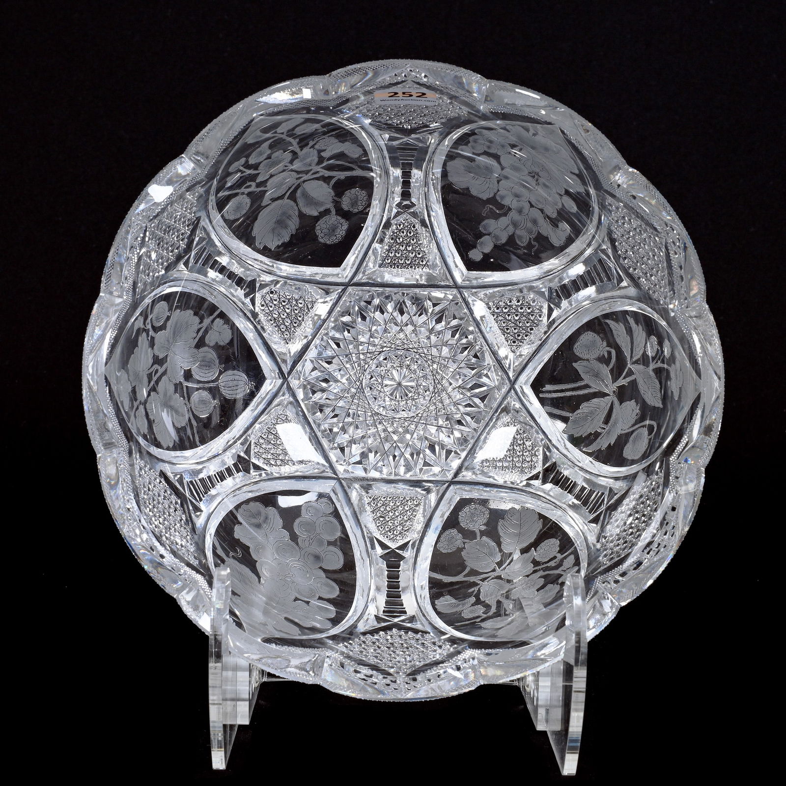 Bowl, ABCG, Six Clear Vesica Panels With Acid Cut Fruit Decor (1 of 3)