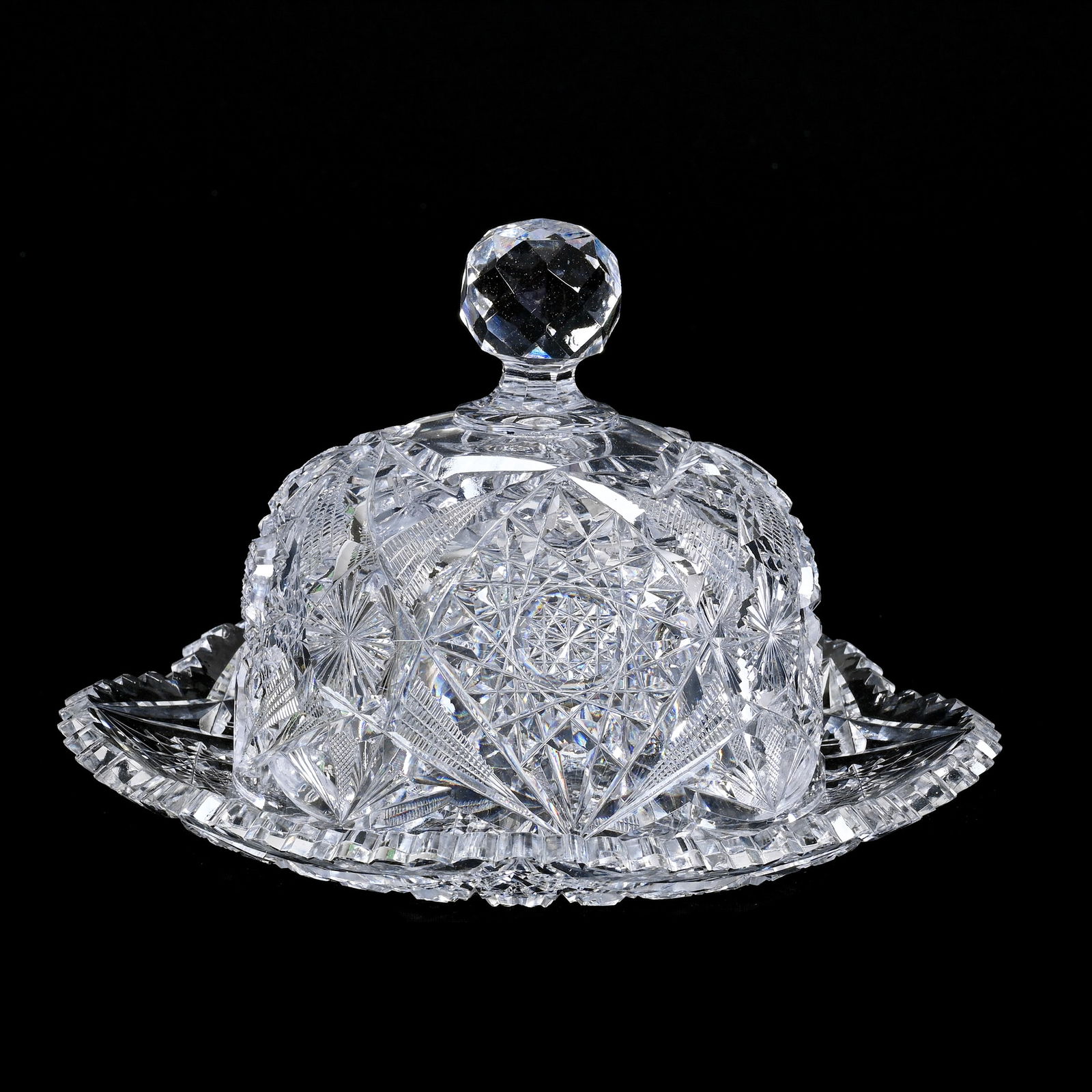 Covered Cheese Dish, ABCG, Hobstar, Strawberry Diamond, And Star Motif (1 of 6)