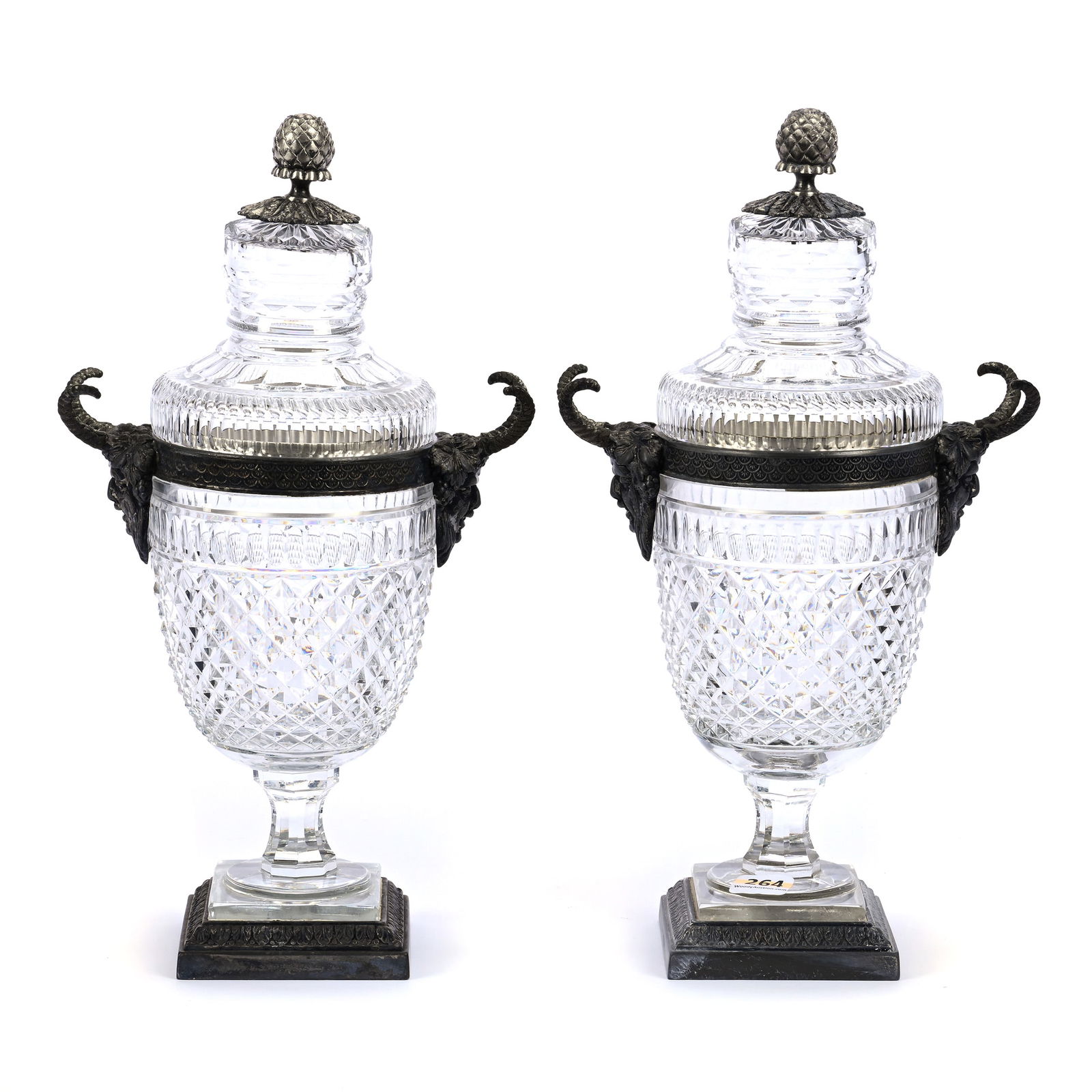 Pair Of Covered Urns, ABCG, Marked Pairpoint #B6602, English Pattern (1 of 5)