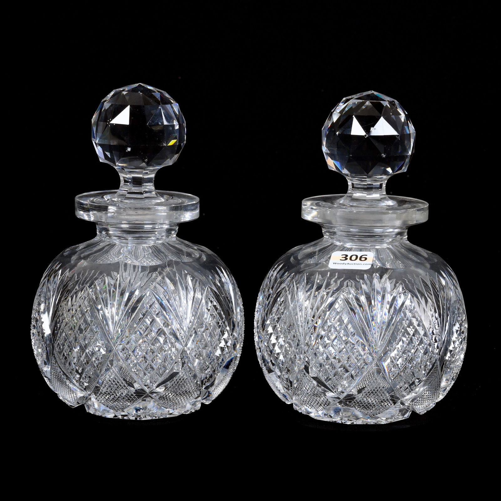 Pair Cologne Bottles, ABCG, Wheeler Pattern By Mt. Washington, Hobstar Base, Nice Pair (1 of 7)