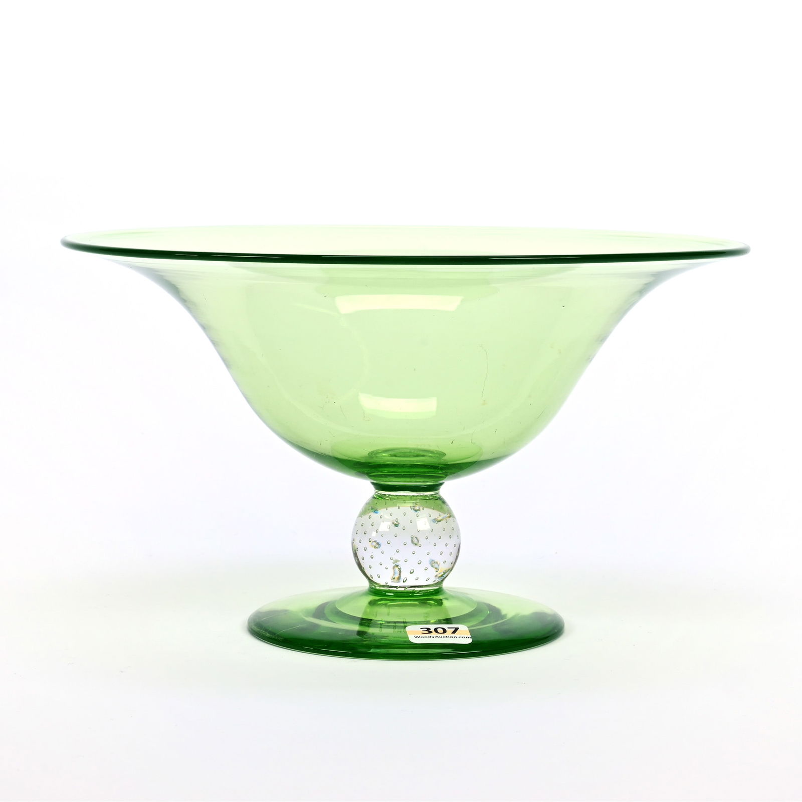 Compote, ABCG, Solid Uranium Green Body & Foot, Clear Control Bubble Stem (1 of 3)