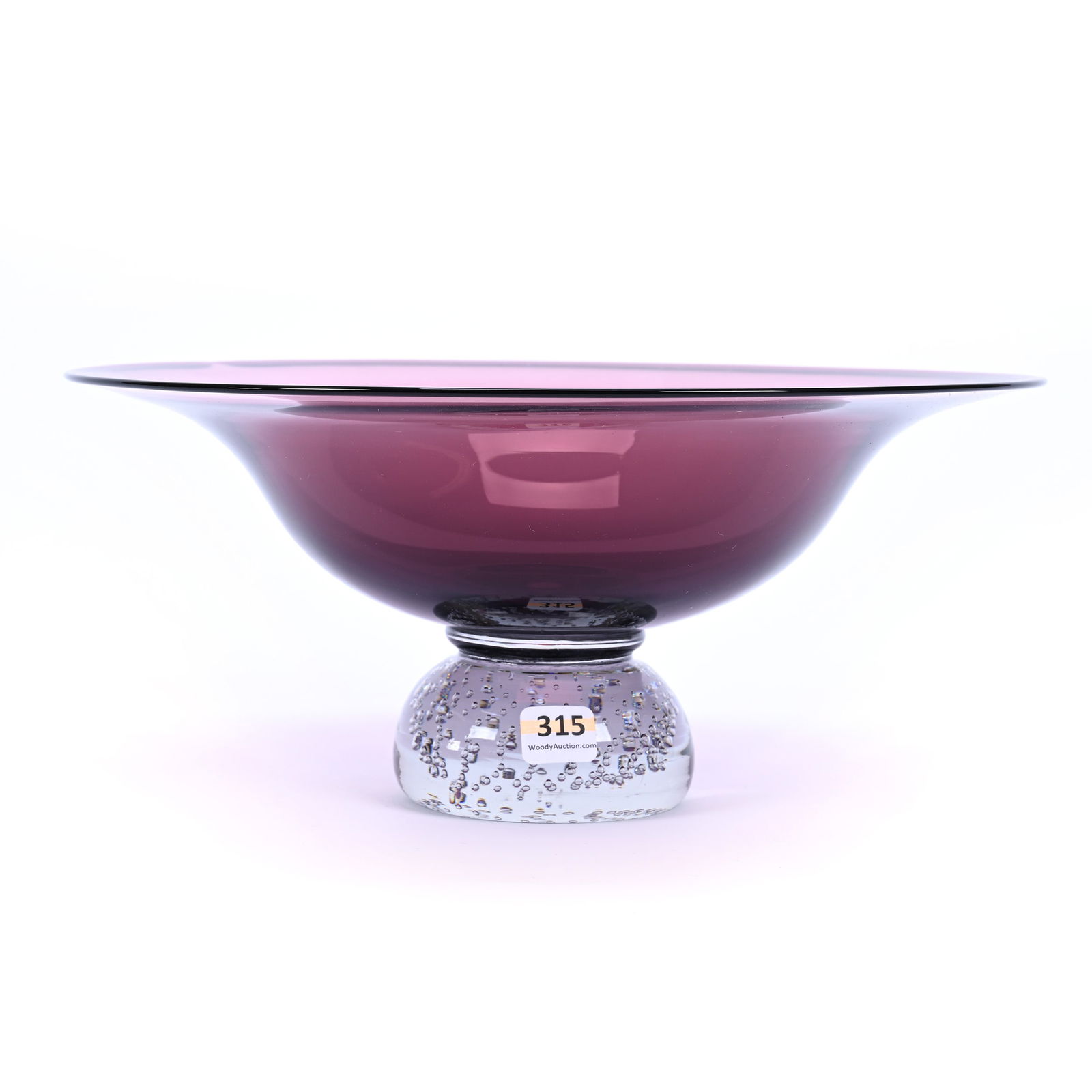 Center Bowl, ABCG, Solid Amethyst Bowl By Pairpoint, Clear Control Bubble Foot (1 of 2)