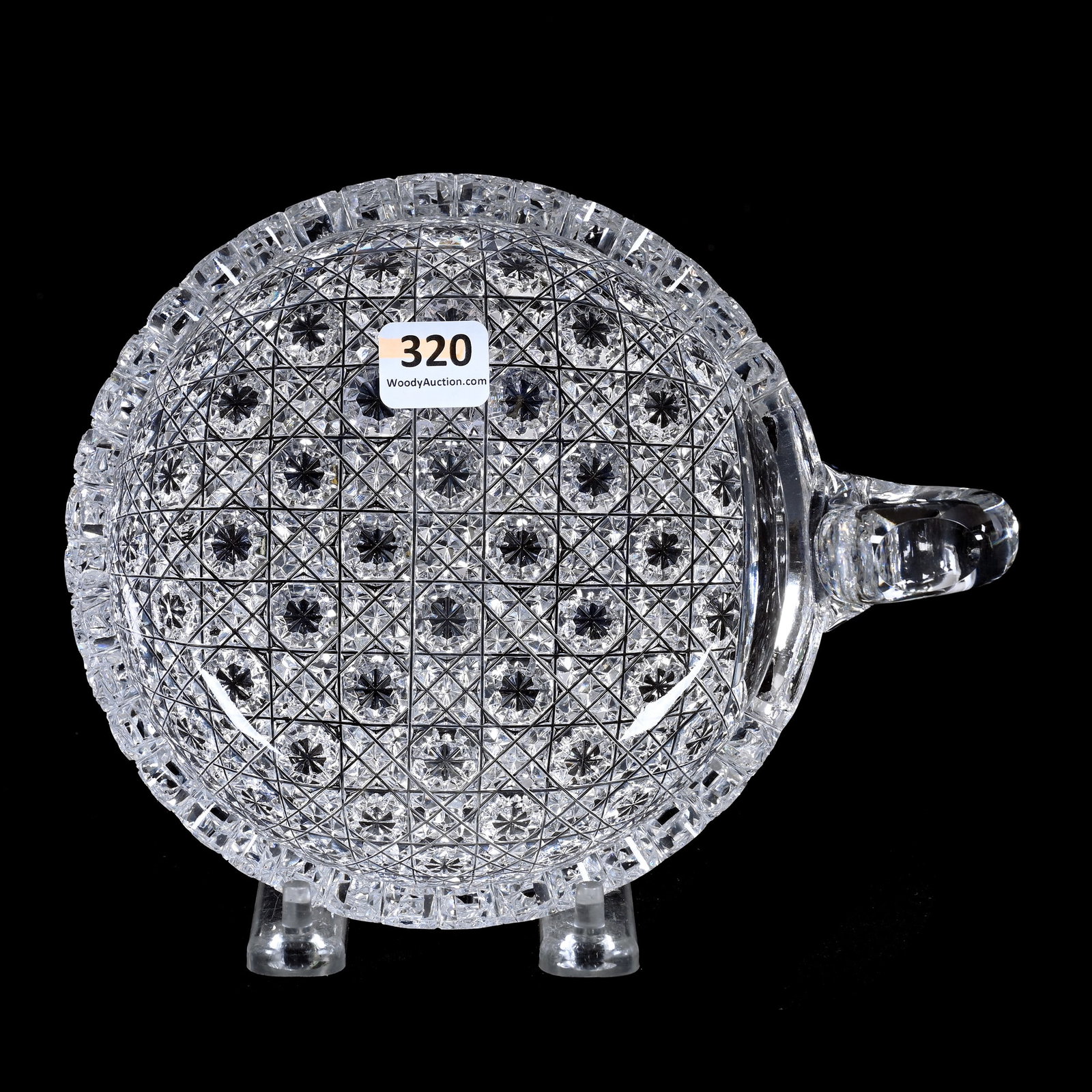 Handled Nappy, ABCG, Pattern #534 By Sterling Cut Glass: Handled Nappy, American Brilliant Cut Glass, Pattern #534 By Sterling Cut Glass, 2.5" x 7.25" x 5.75", Tooth Chip, Collection Of David Fuchshuber, Texas.