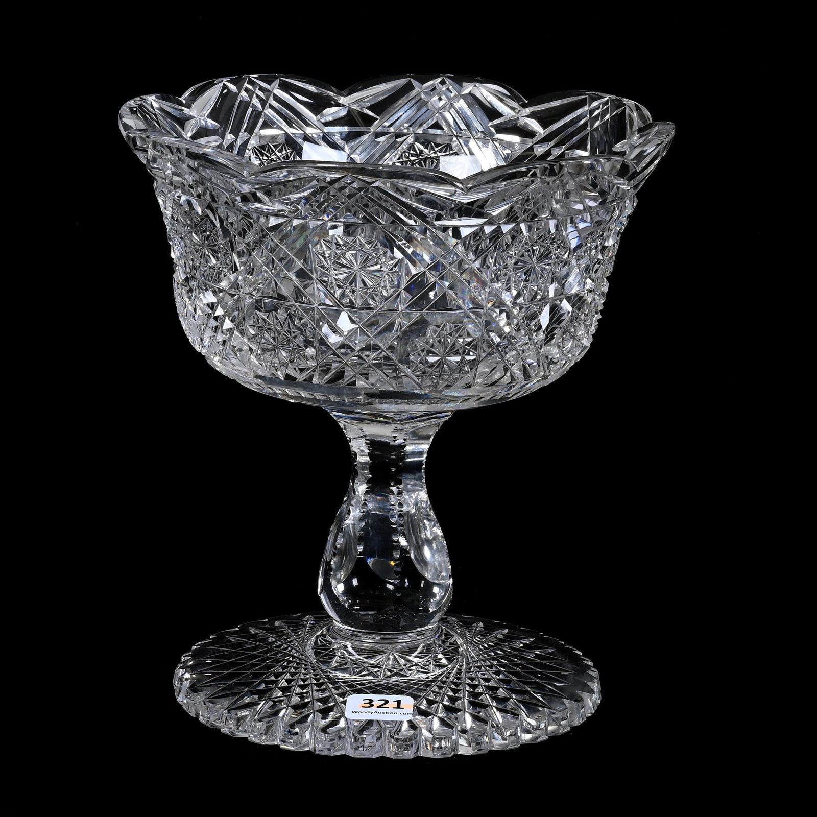 Compote, ABCG, Large Trellis Pattern With Huge Scalloped Hobstar Foot (1 of 2)