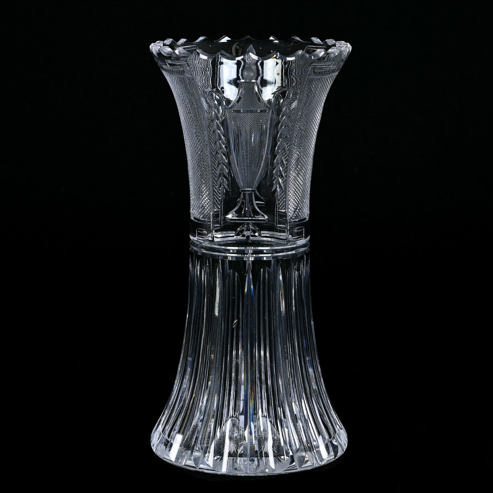 Vase, ABCG, Urn And Flame Pattern By Pairpoint, Ray Cut Base (1 of 2)