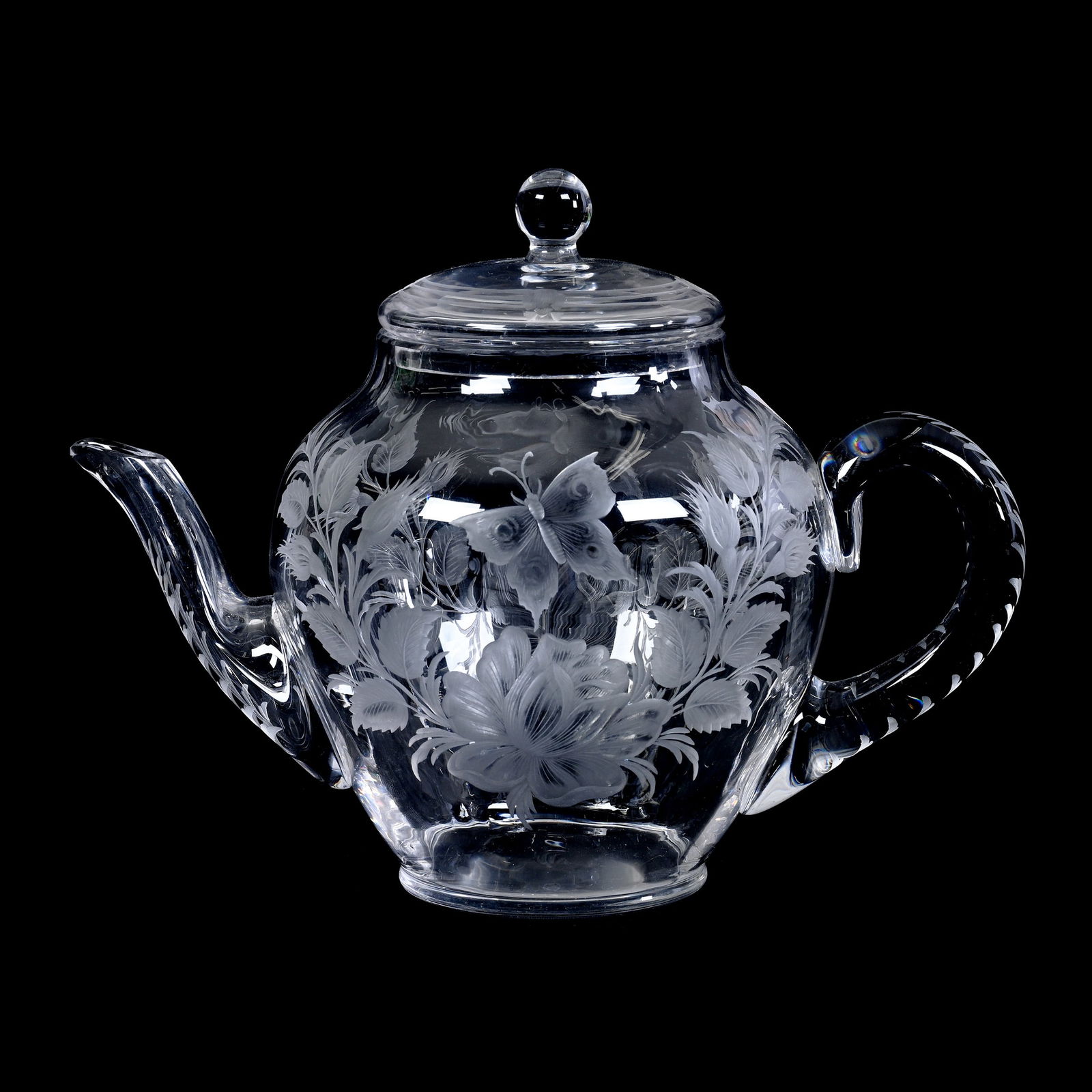 Tea Pot, ABCG, Finely Engraved Butterfly & Rose Decor (1 of 3)