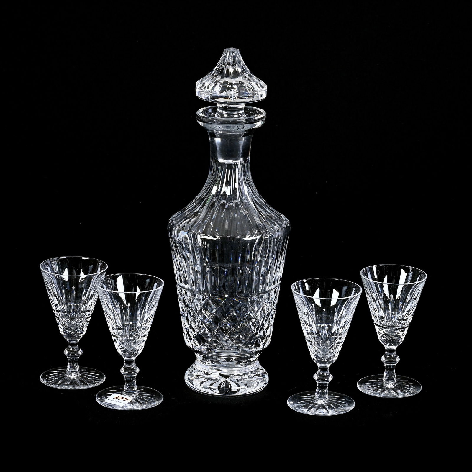 Decanter Set, Cut Glass Signed Waterford, Diamond & Miter Pattern (1 of 3)