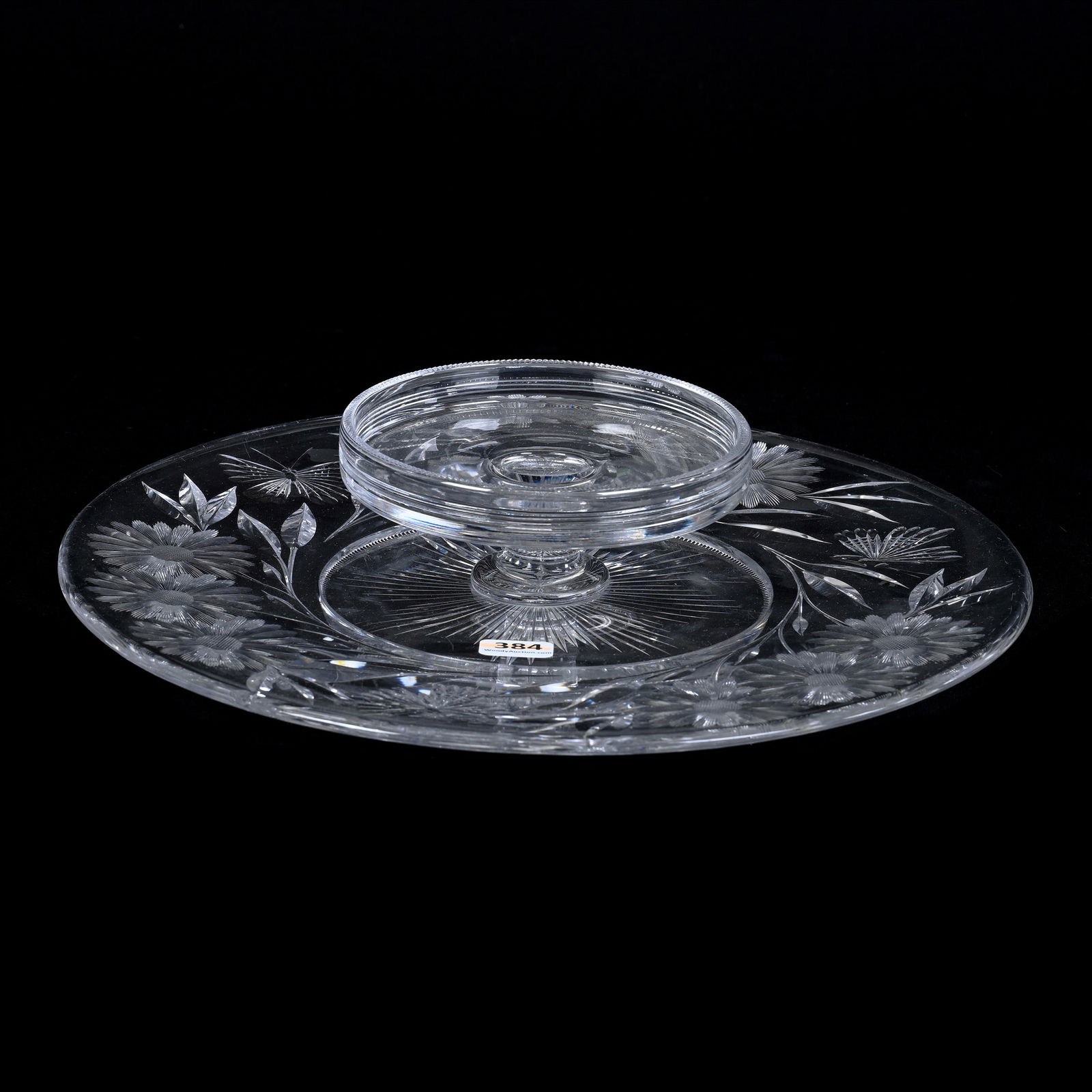 Cheese & Cracker Server, ABCG, Butterfly & Daisy Pattern By Pairpoint (1 of 3)