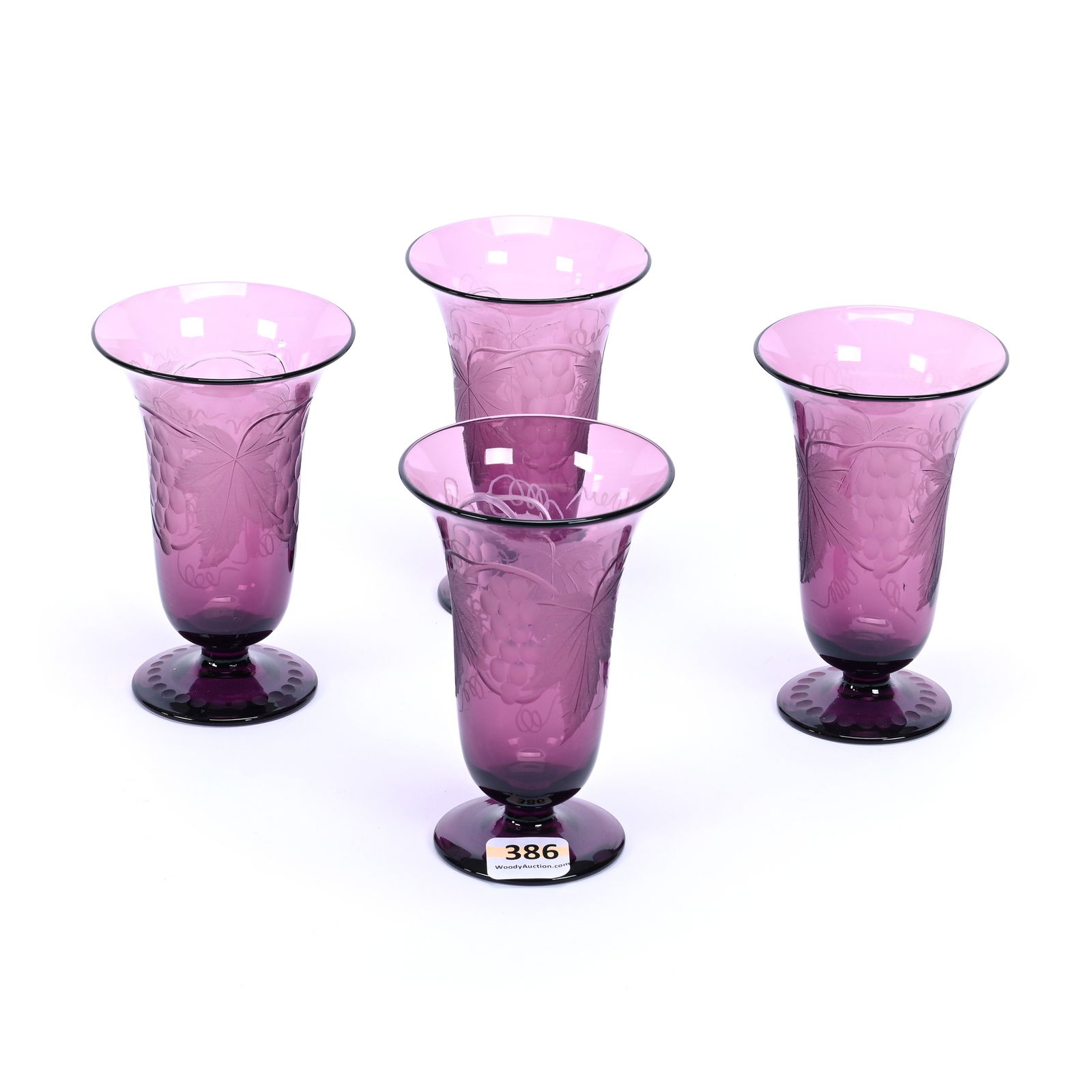 (4) Juice Glasses, ABCG, Solid Amethyst Vintage Pattern By Pairpoint (1 of 3)