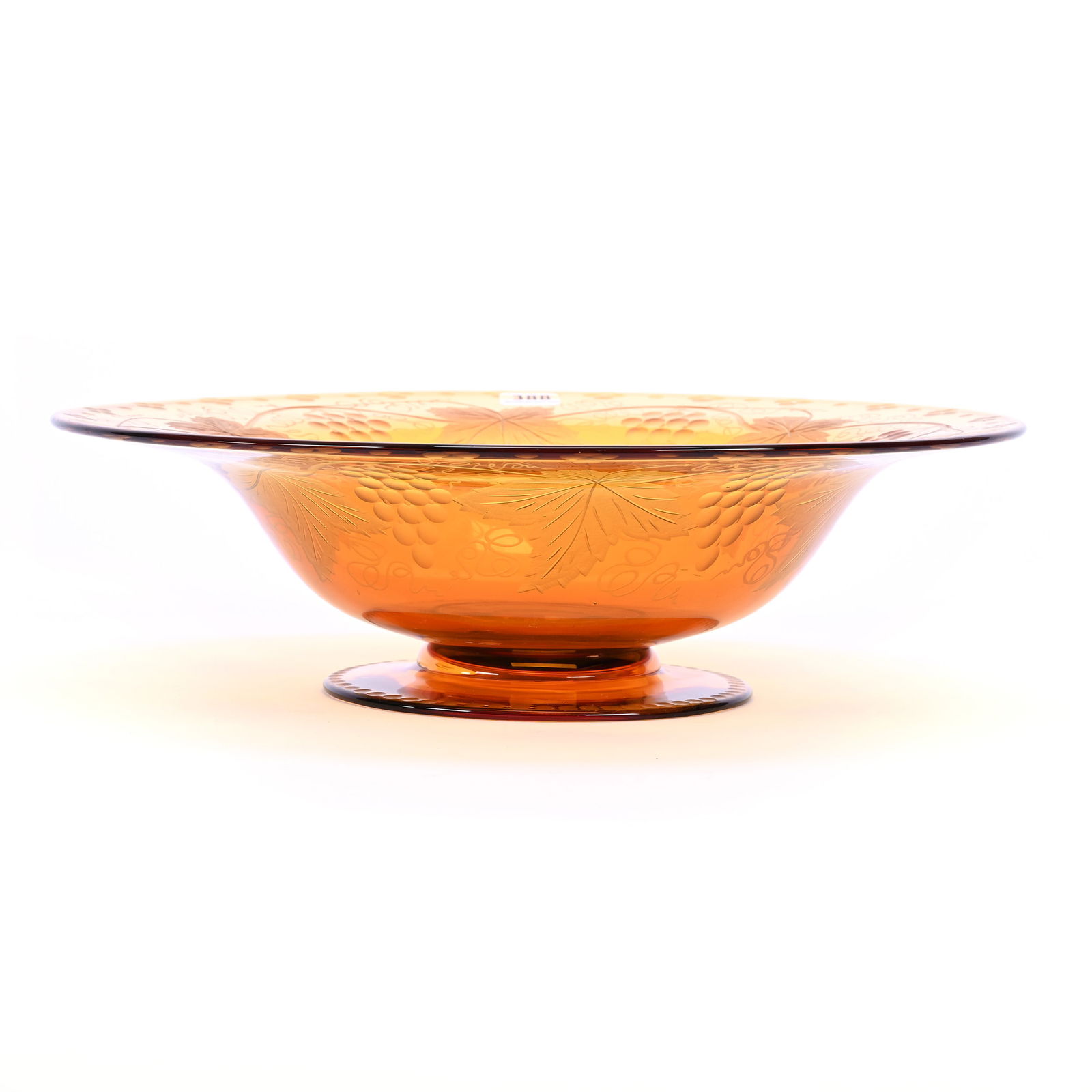 Console Bowl, ABCG, Solid Amber Vintage Pattern By Pairpoint (1 of 2)