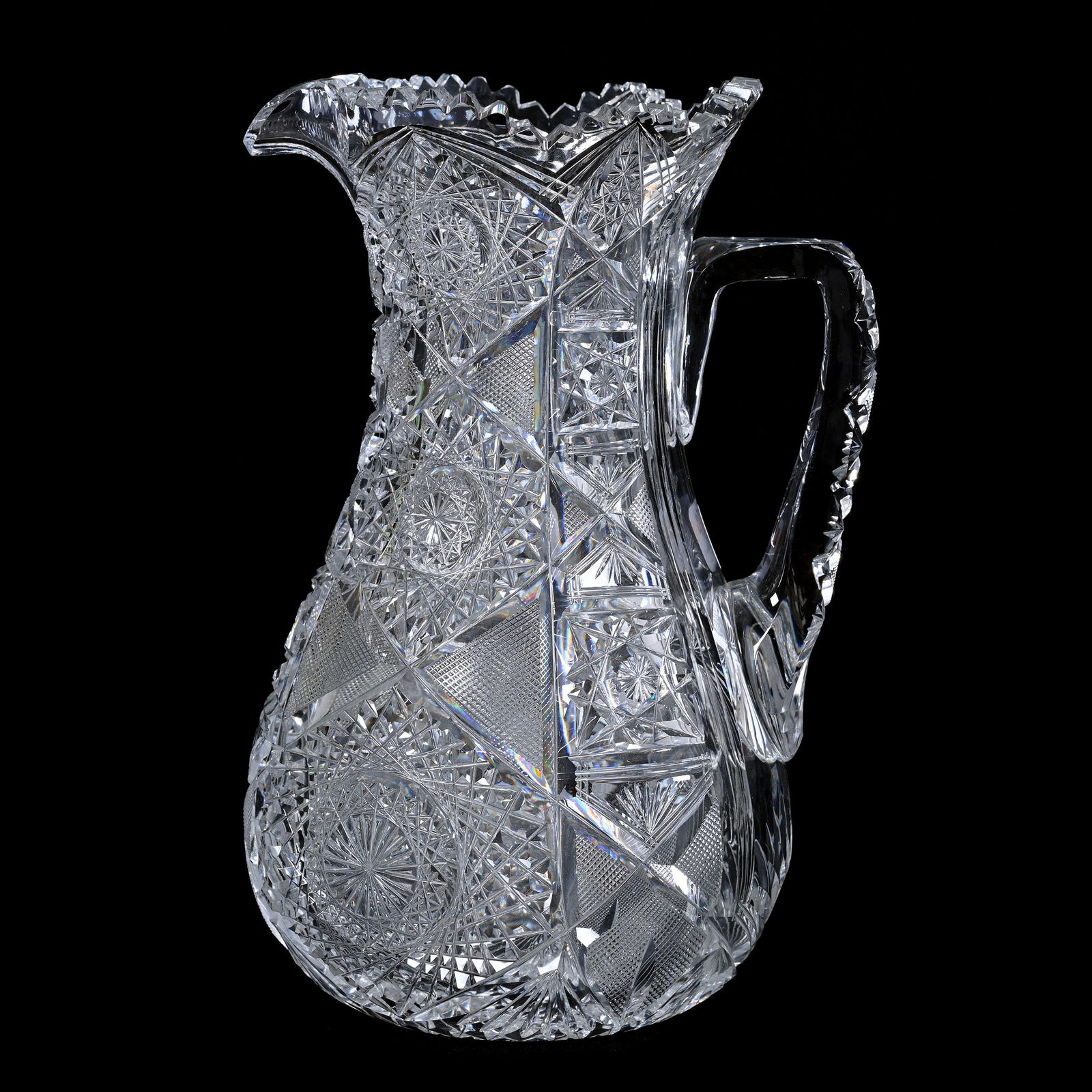 Pitcher, ABCG, Monarch Pattern By J. Hoare, Pattern Cut Handle, Hobstar Base, Nice Example (1 of 3)