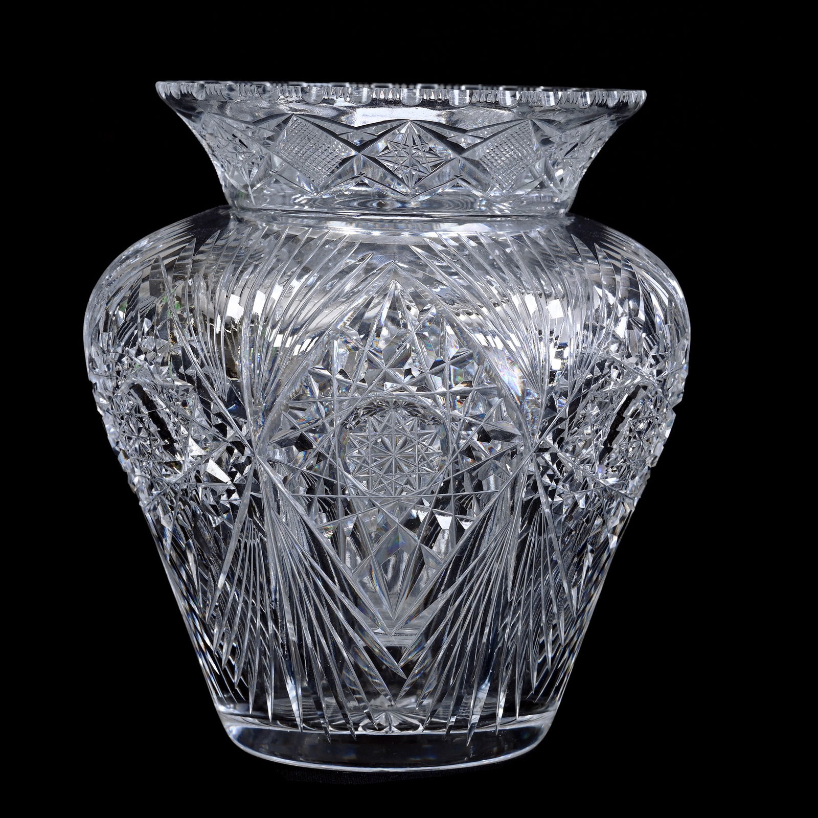 Flower Vase, Two Part, ABCG, Hobstar And Fan Motif, Pattern Cut Removable Insert (1 of 3)