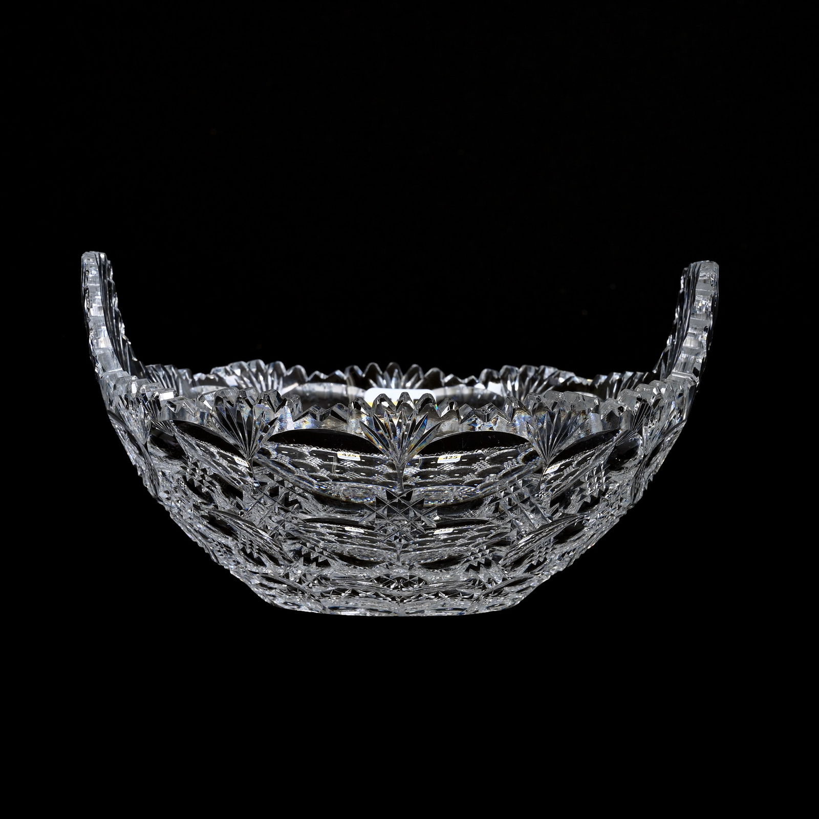 Ice Tub, Tab Handles, ABCG, Savoy Pattern By Pairpoint: Ice Tub, Tab Handles, American Brilliant Cut Glass, Savoy Pattern By Pairpoint, 4" x 7.25", Curved Sides, Exactly As Shown In ACGA Pairpoint Catalog Reprint, Page 93, Small Hard To See Tooth Chip, Col