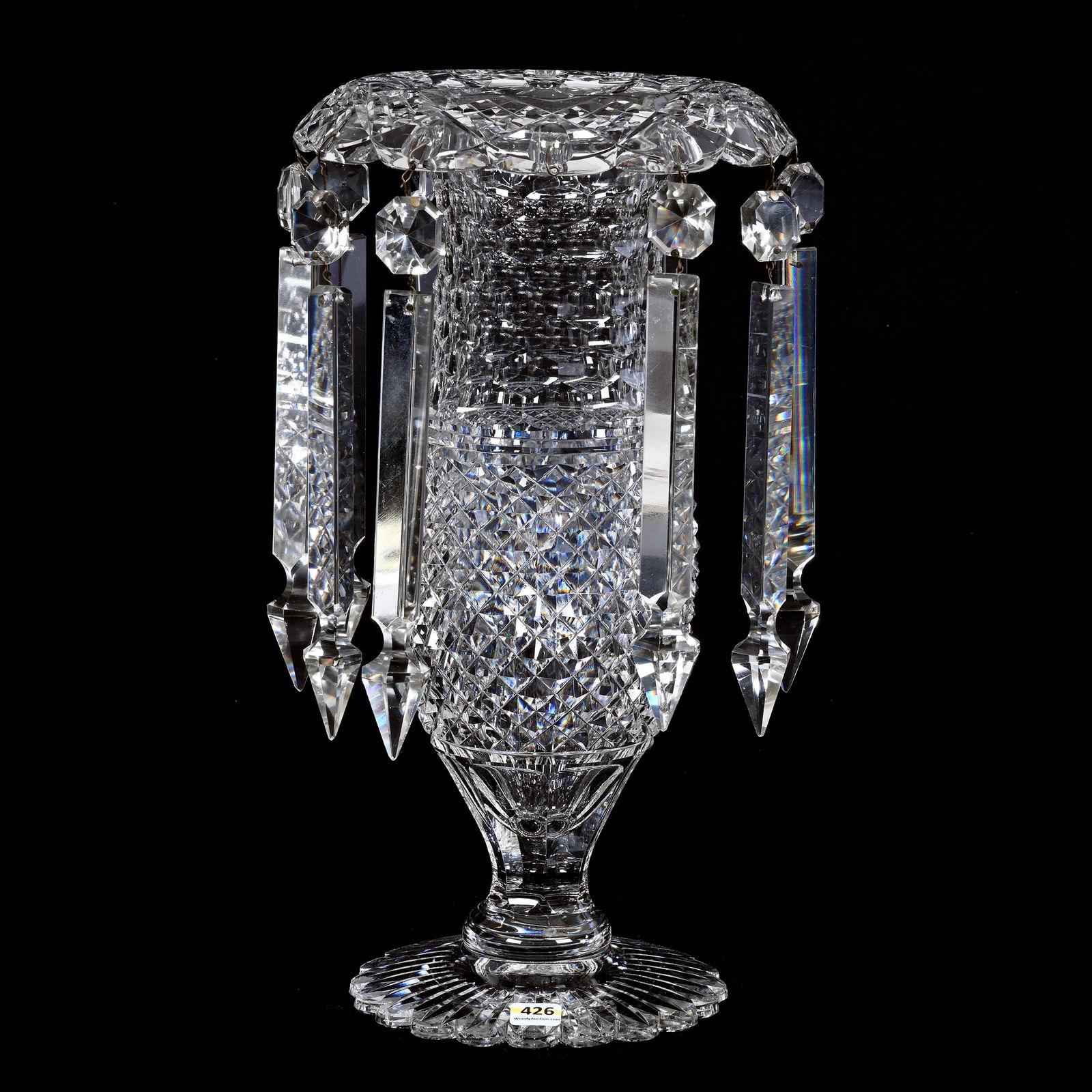 Pedestal Luster, ABCG, Raised Diamond Pattern, Scalloped Ray Cut Foot (1 of 2)