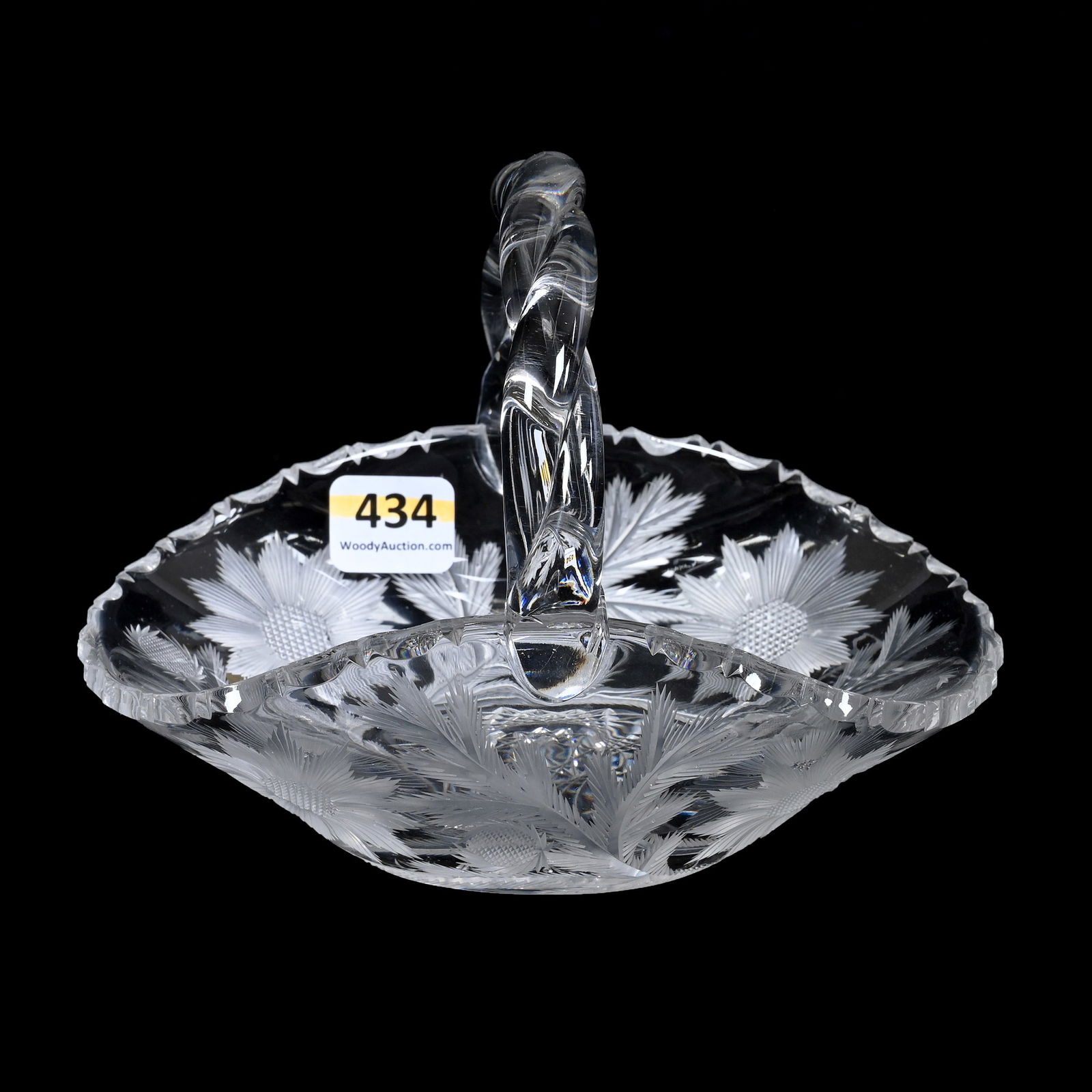 Basket, ABCG, Engraved Thistle Pattern, Hobstar Center, Rope Twist Handle (1 of 3)